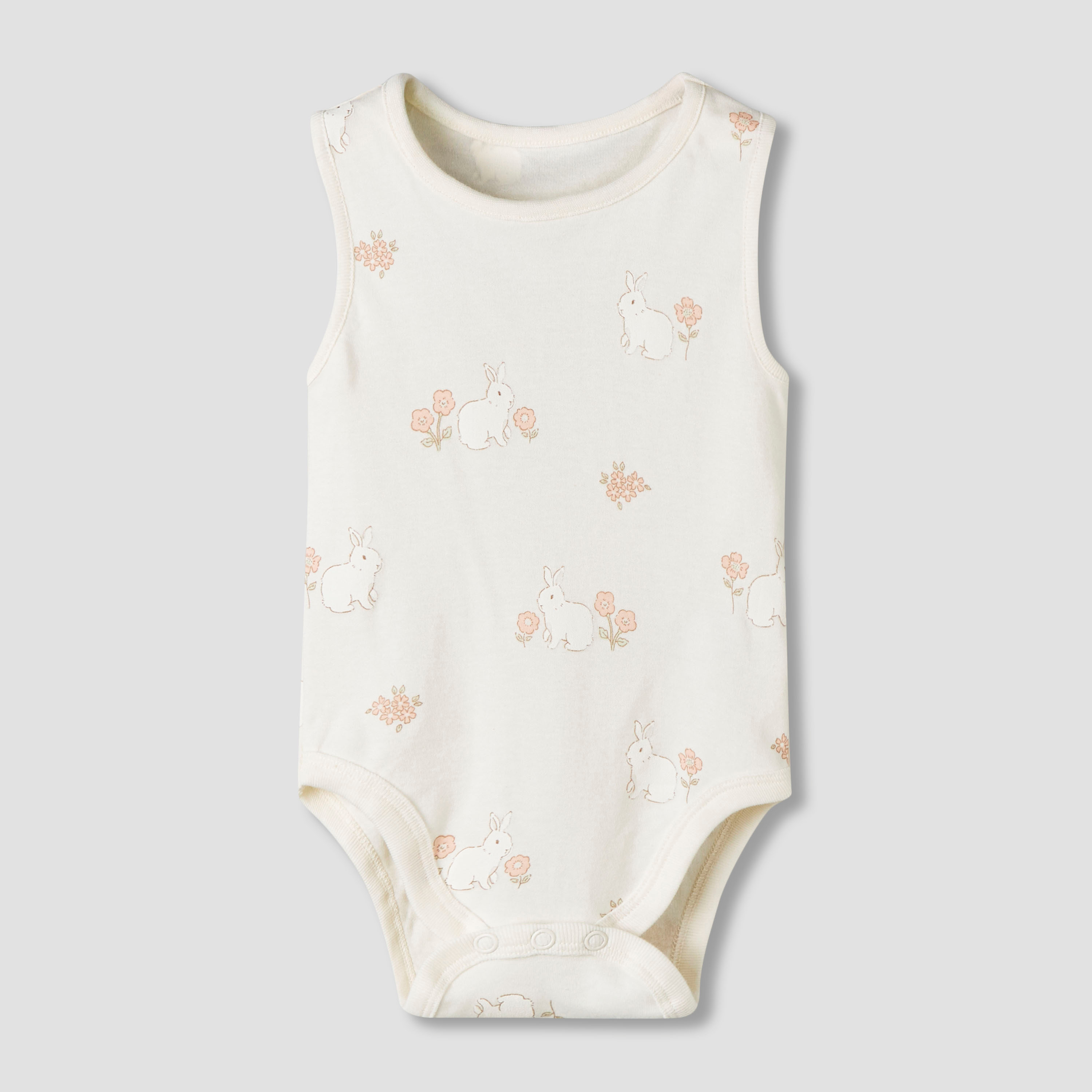Pack of 7 Juniors Cotton Sleeveless Bodysuit with Floral Bunny Print-baby-girls-clothing-bodysuits-image-4