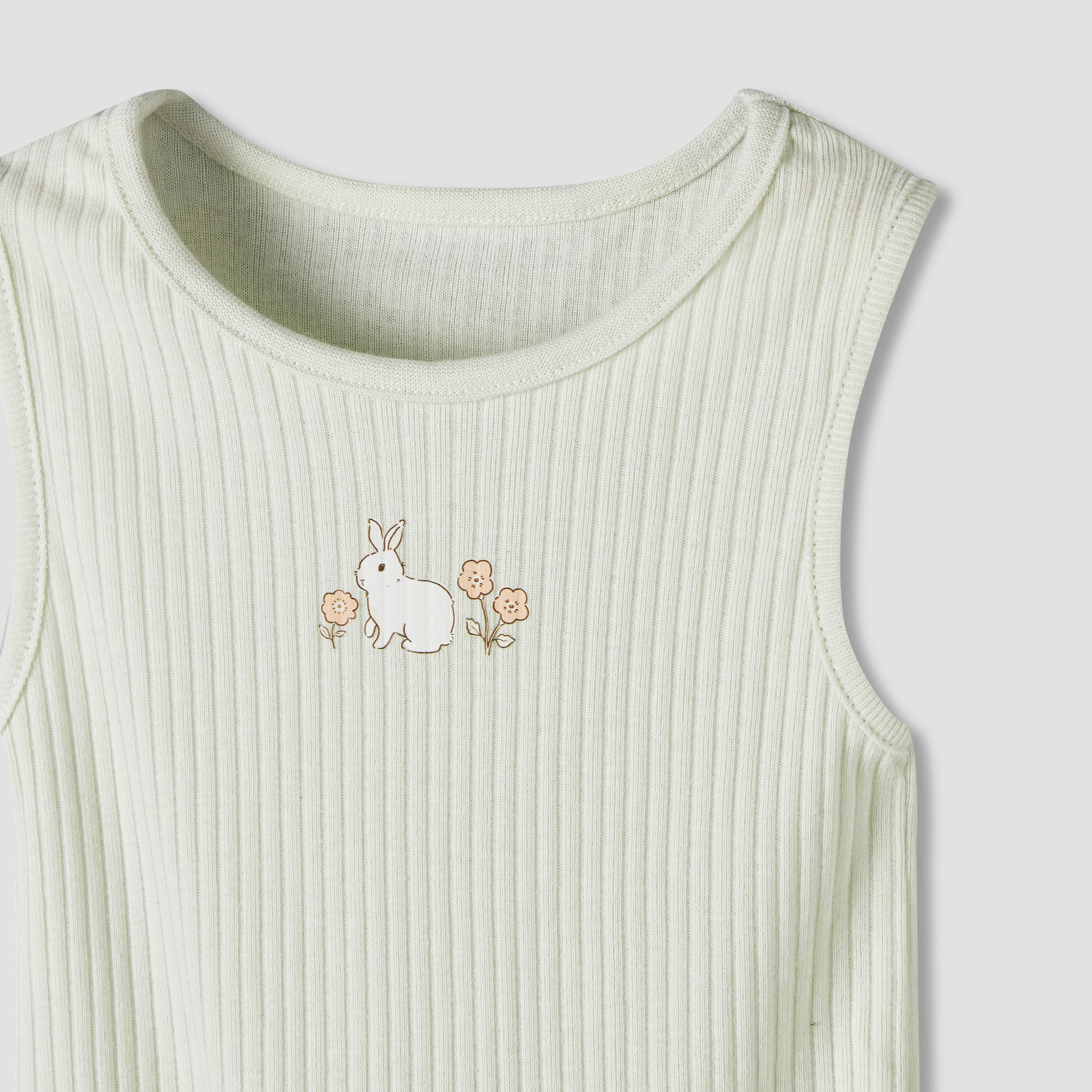 Pack of 7 Juniors Cotton Sleeveless Bodysuit with Floral Bunny Print-baby-girls-clothing-bodysuits-image-7