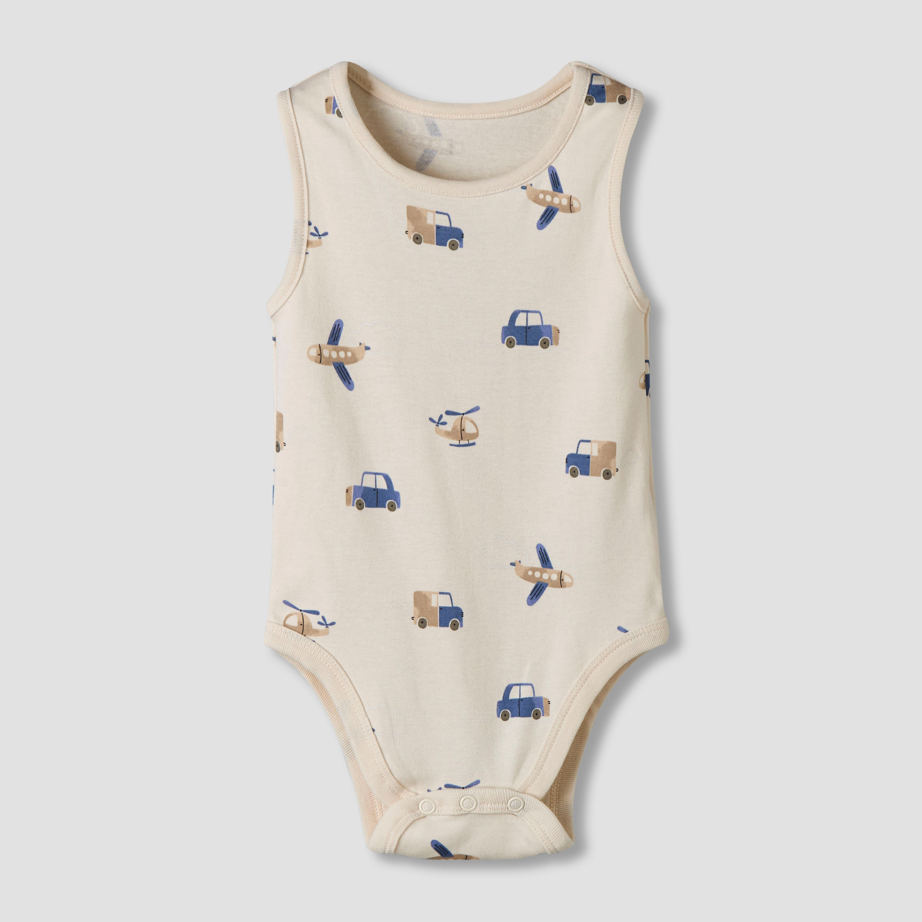 Pack of 7 Juniors Cotton Sleeveless Bodysuit with Vehicle Print-baby-boys-clothing-bodysuits-image-3