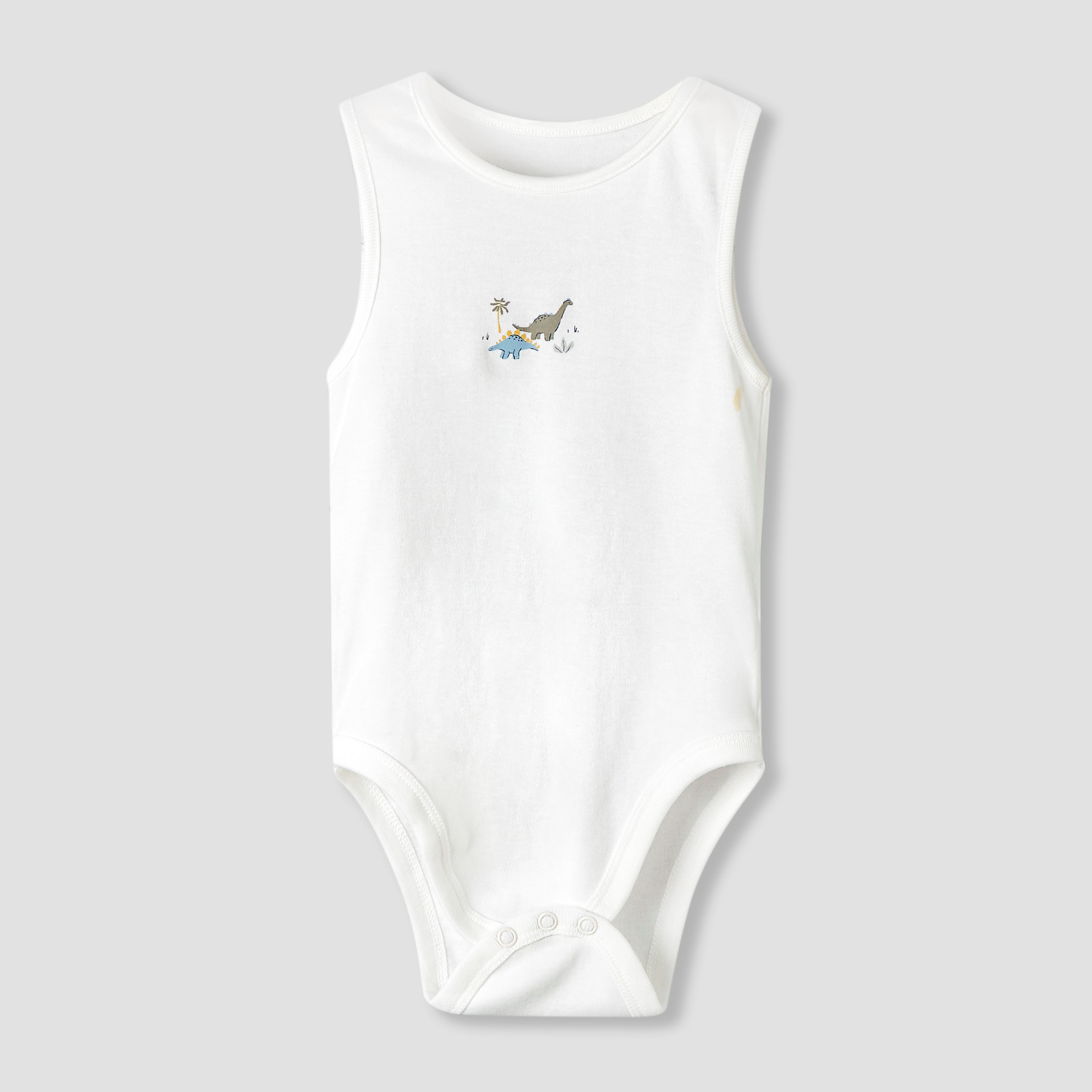 Pack of 7 Juniors Cotton Round Neck Sleeveless Bodysuit with Dinosaur Print-baby-boys-clothing-bodysuits-image-4