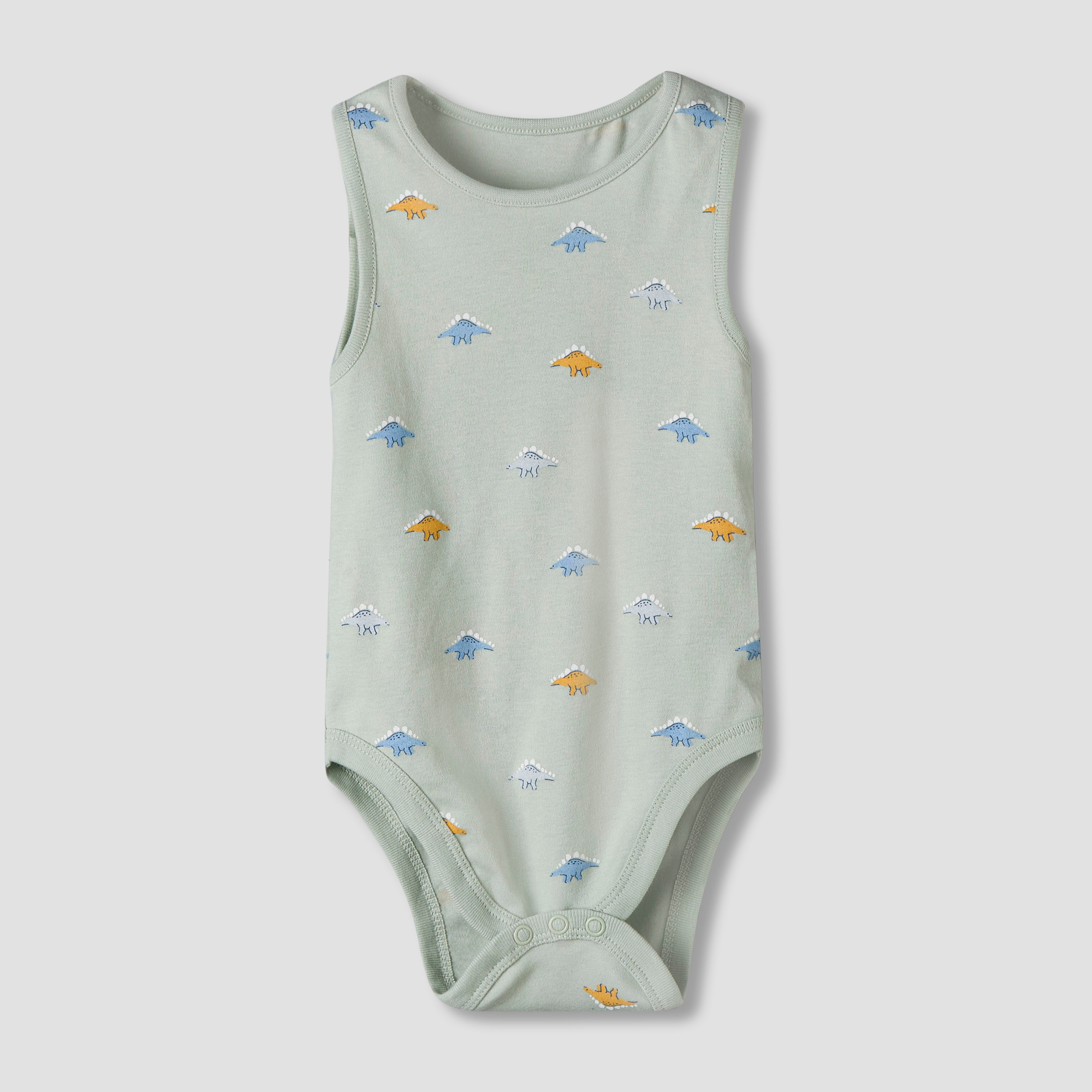 Pack of 7 Juniors Cotton Round Neck Sleeveless Bodysuit with Dinosaur Print-baby-boys-clothing-bodysuits-image-5