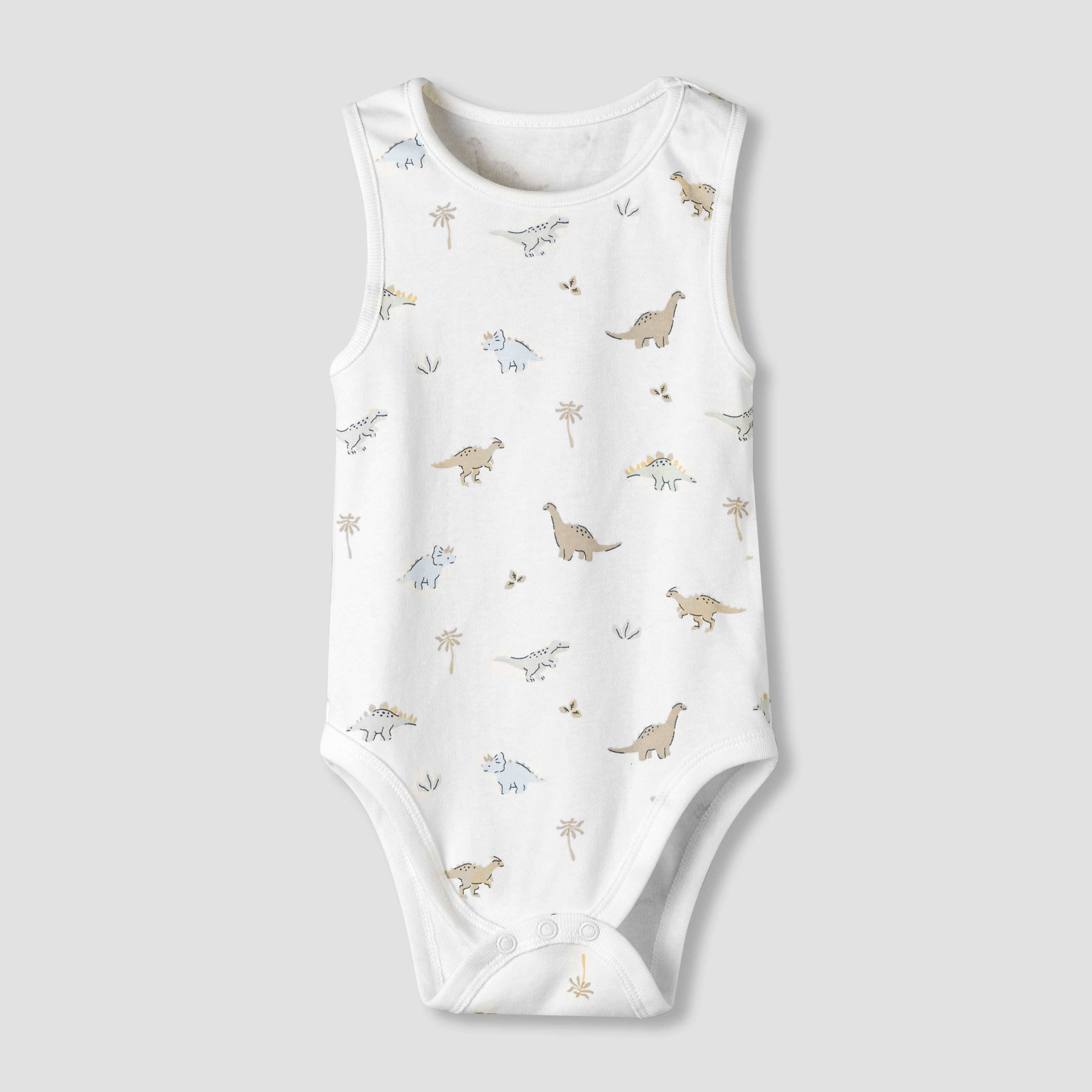 Pack of 7 Juniors Cotton Round Neck Sleeveless Bodysuit with Dinosaur Print-baby-boys-clothing-bodysuits-image-6