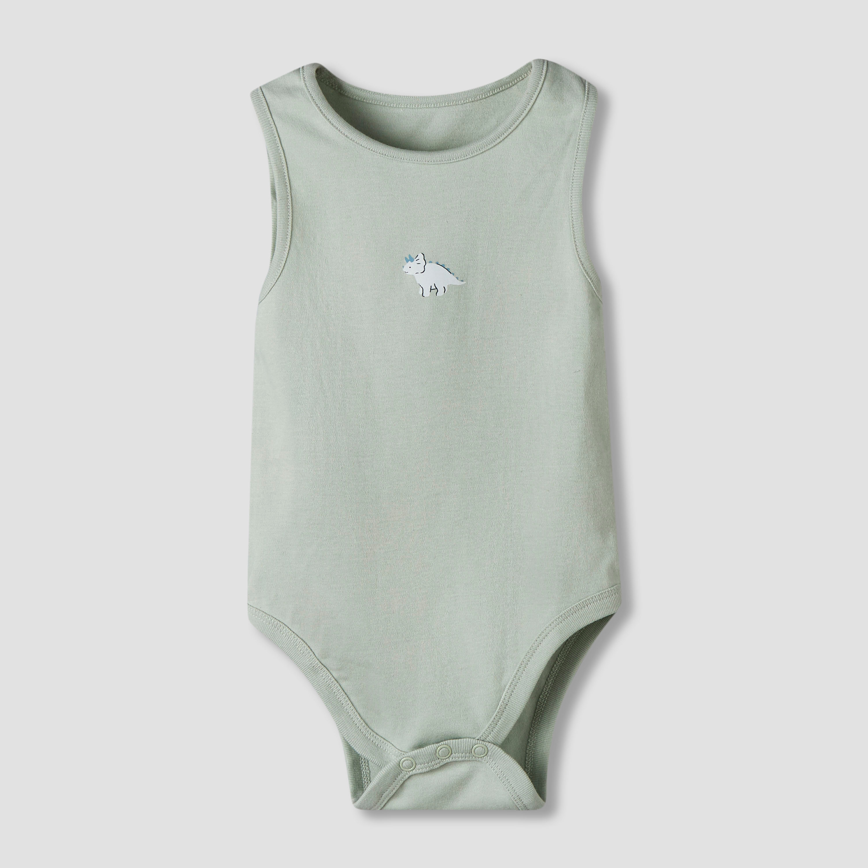 Pack of 7 Juniors Cotton Round Neck Sleeveless Bodysuit with Dinosaur Print-baby-boys-clothing-bodysuits-image-7