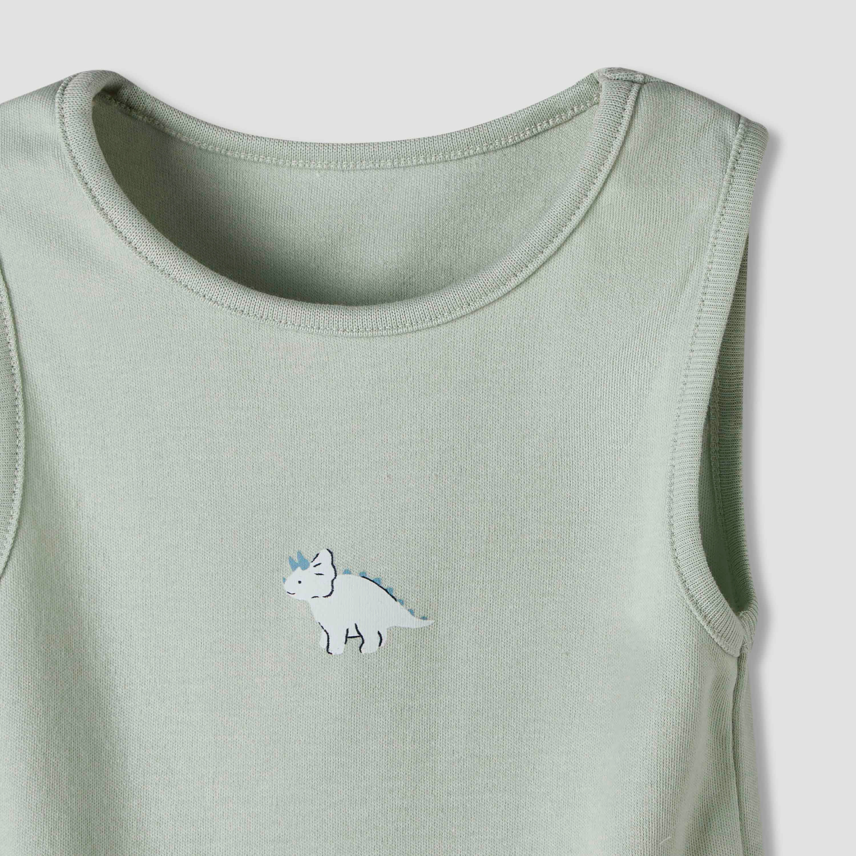 Pack of 7 Juniors Cotton Round Neck Sleeveless Bodysuit with Dinosaur Print-baby-boys-clothing-bodysuits-image-8