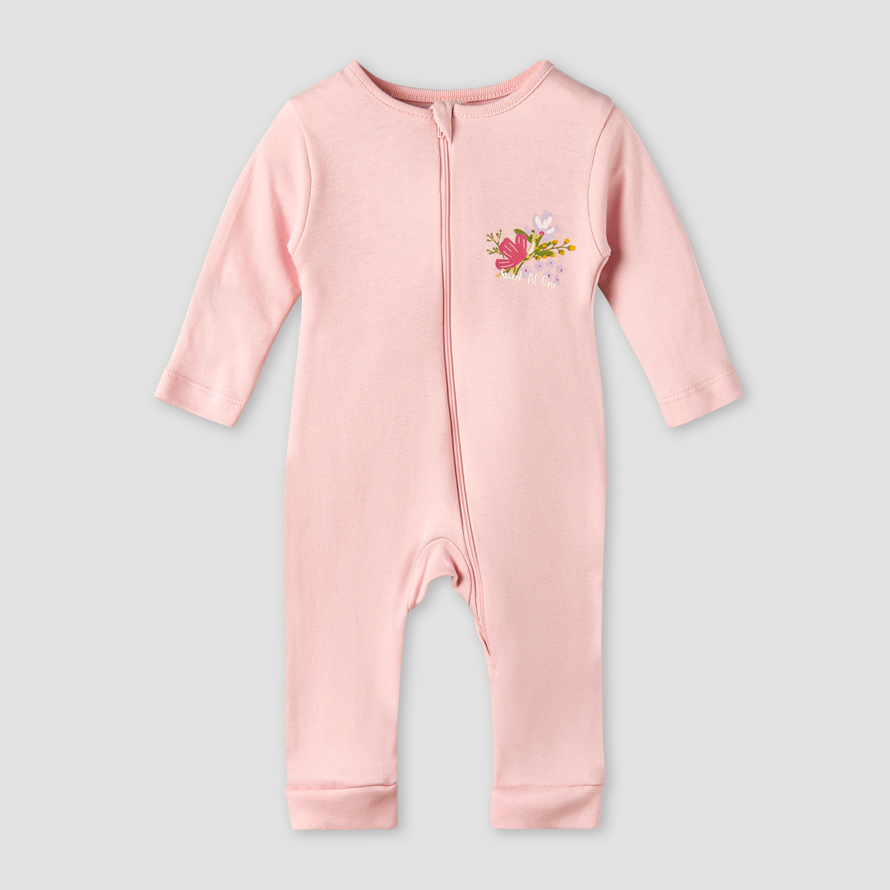 Pack of 3 Juniors Cotton Long Sleeves Sleepsuit with Floral Print-baby-girls-clothing-nightwear-sleepsuits-image-4