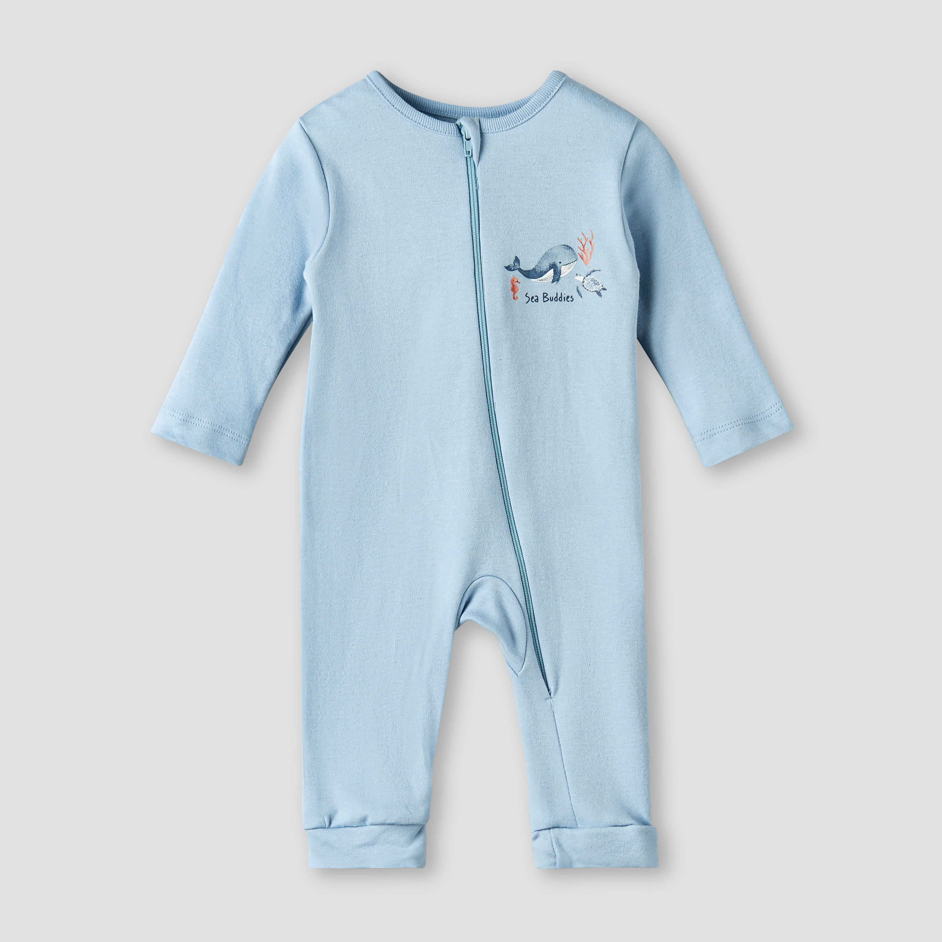 طقم بدلة نوم قطن بأكمام طويلة وطبعات متنوعة من جونيورز - عبوة من 3 قطع-baby-boys-clothing-nightwear-sleepsuits-image-5