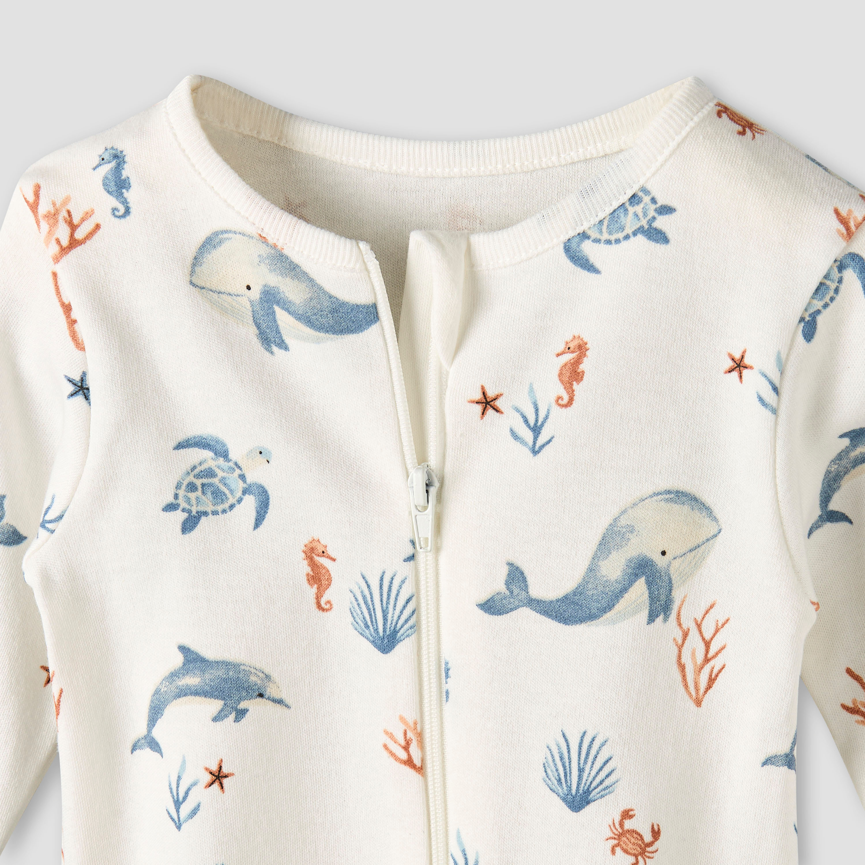 طقم بدلة نوم قطن بأكمام طويلة وطبعات متنوعة من جونيورز - عبوة من 3 قطع-baby-boys-clothing-nightwear-sleepsuits-image-3