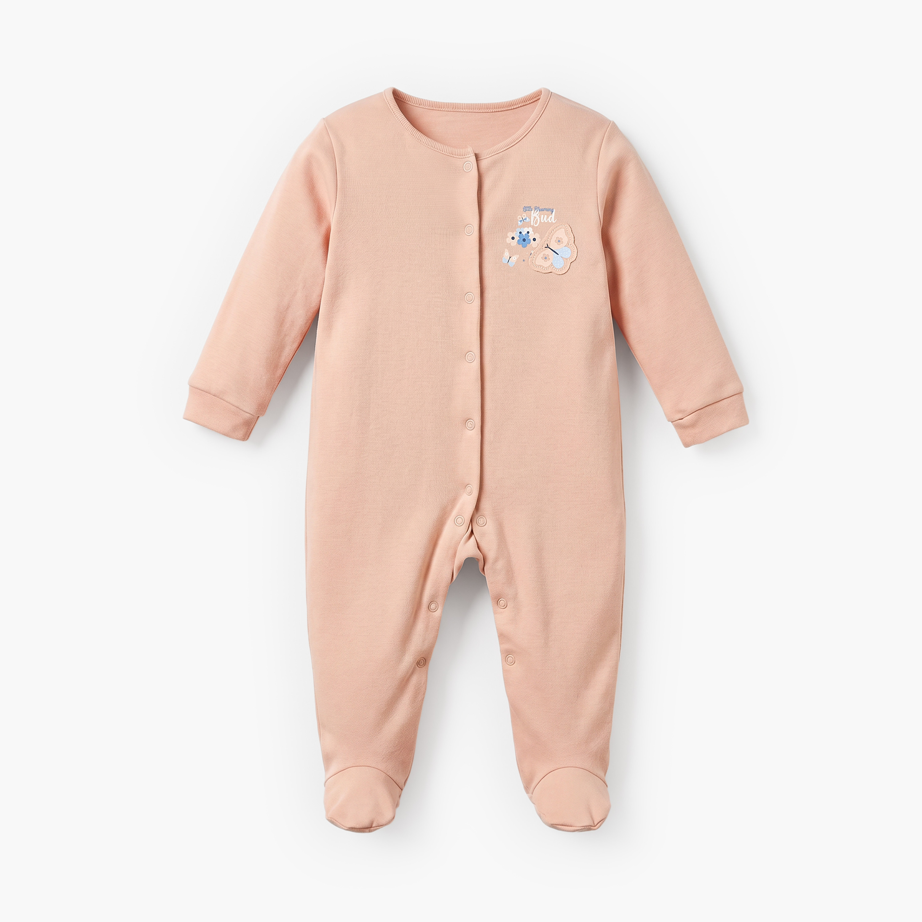 Pack of 3 Juniors Cotton Crew Neck Long Sleeves Sleepsuit with Assorted Print-baby-girls-clothing-nightwear-sleepsuits-image-4