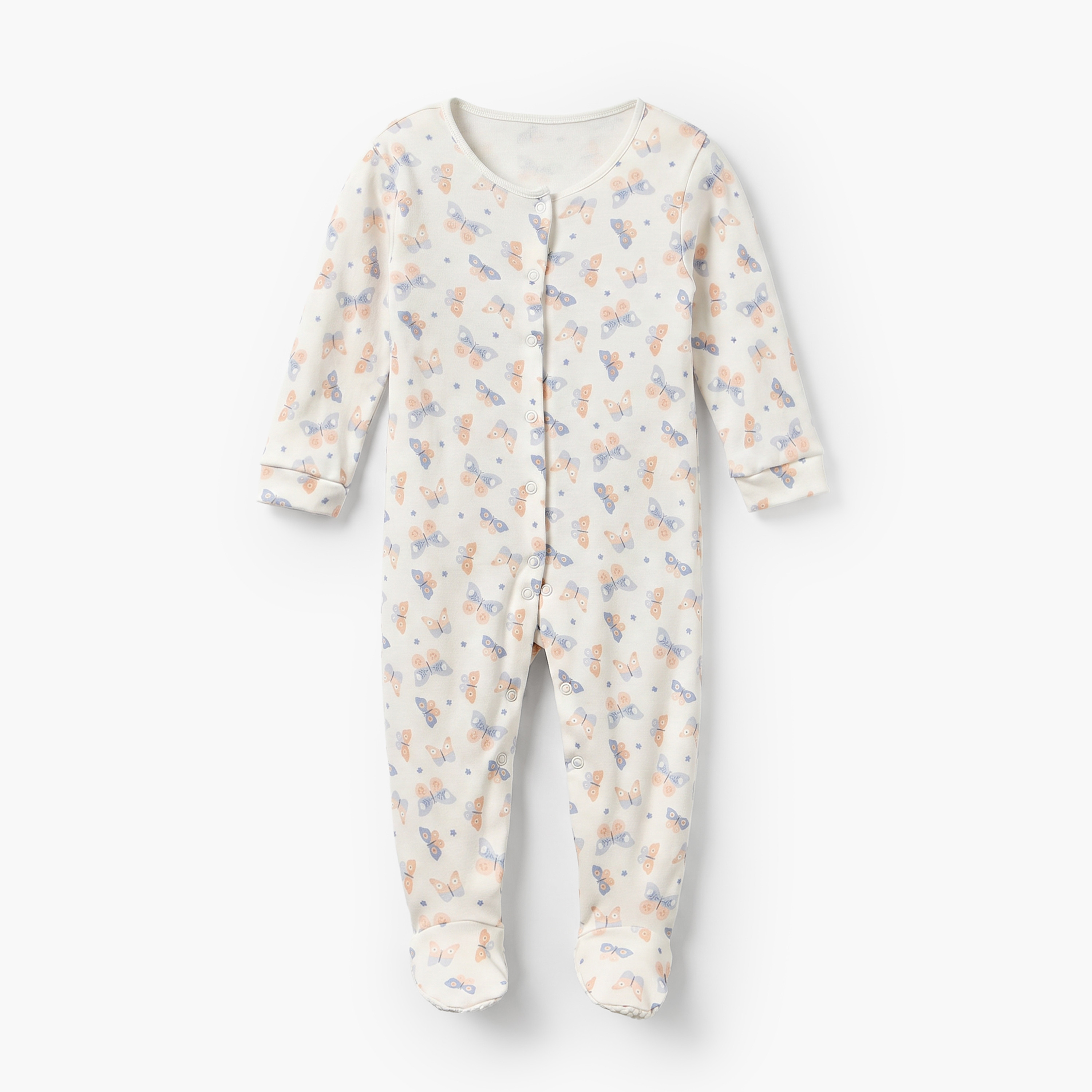 Pack of 3 Juniors Cotton Crew Neck Long Sleeves Sleepsuit with Assorted Print-baby-girls-clothing-nightwear-sleepsuits-image-5