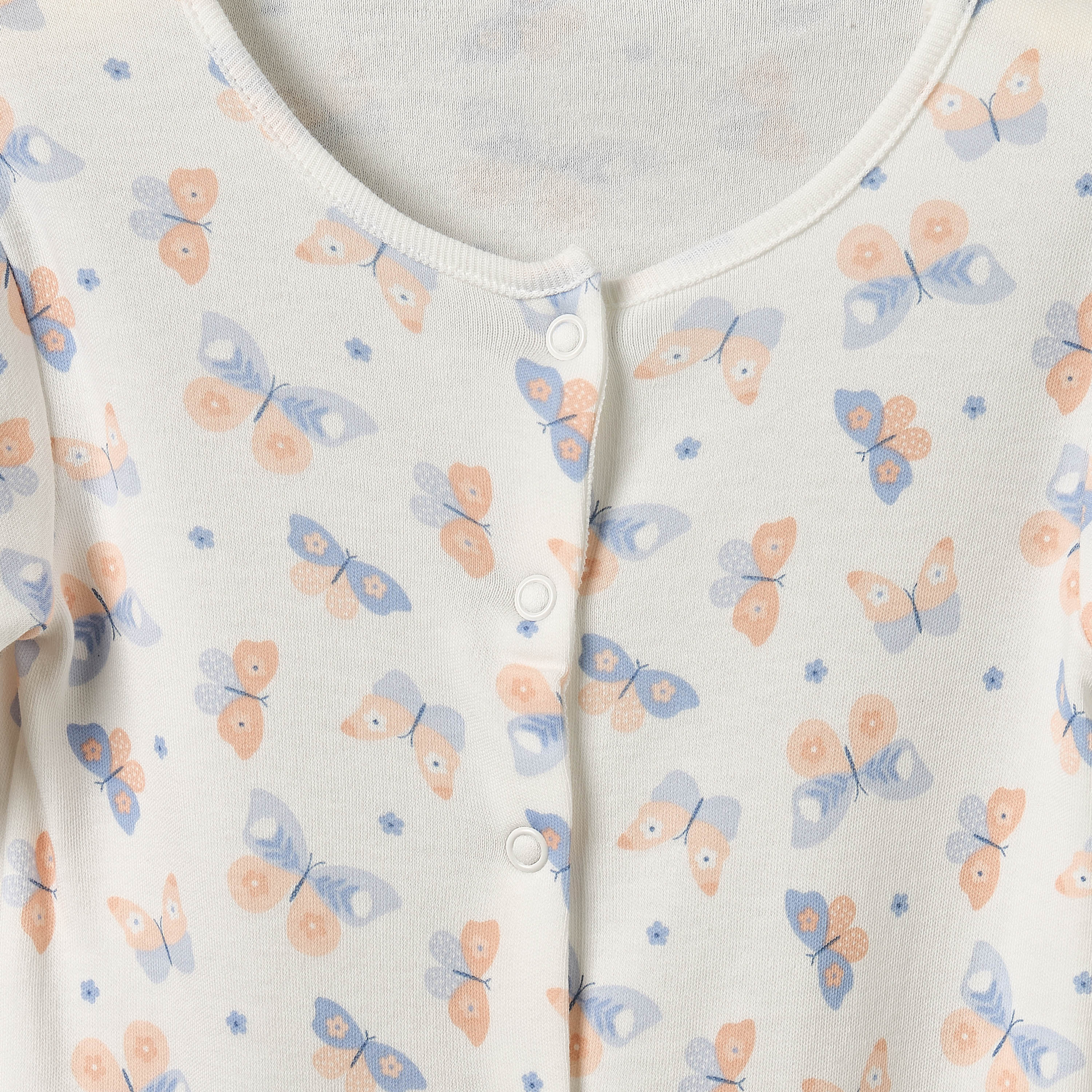Pack of 3 Juniors Cotton Crew Neck Long Sleeves Sleepsuit with Assorted Print-baby-girls-clothing-nightwear-sleepsuits-image-7