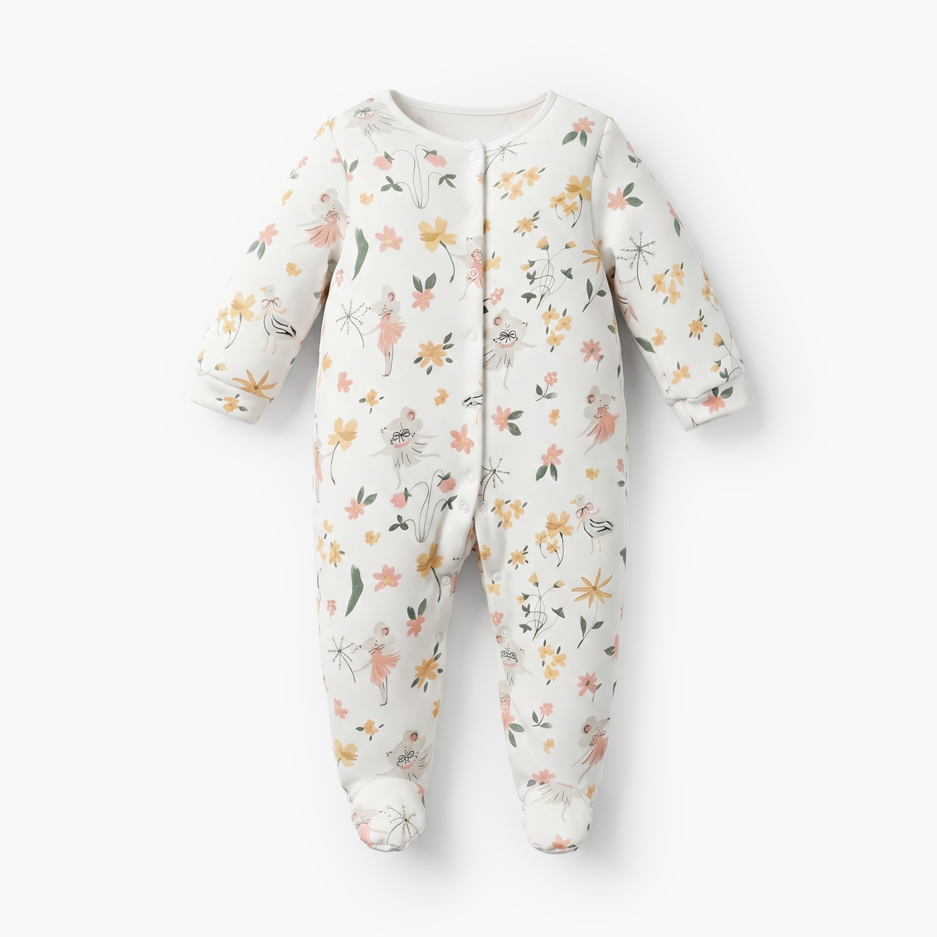 Pack of 3 Juniors Cotton Crew Neck Long Sleeves Sleepsuit with Floral Print-baby-girls-clothing-nightwear-sleepsuits-image-4