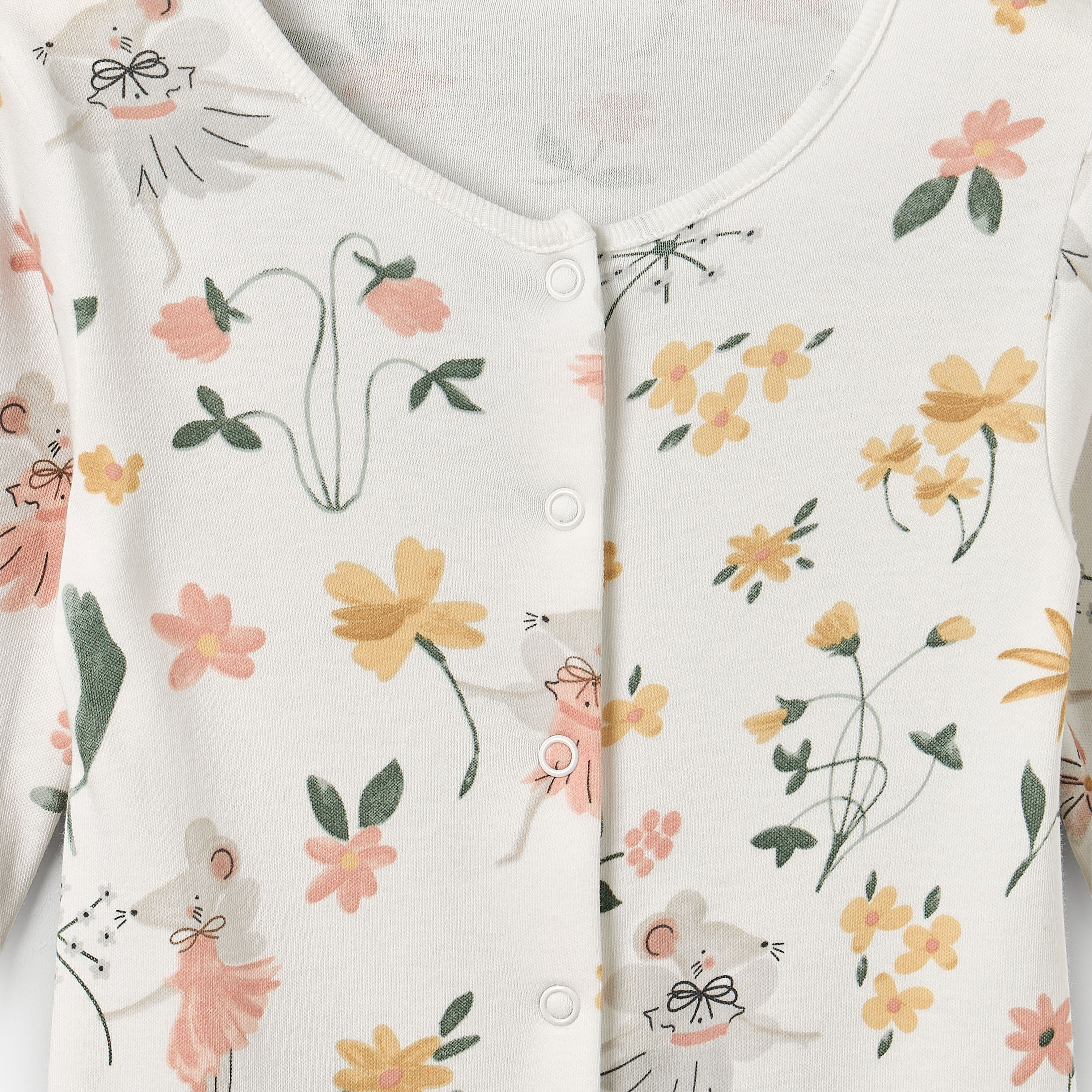 Pack of 3 Juniors Cotton Crew Neck Long Sleeves Sleepsuit with Floral Print-baby-girls-clothing-nightwear-sleepsuits-image-8