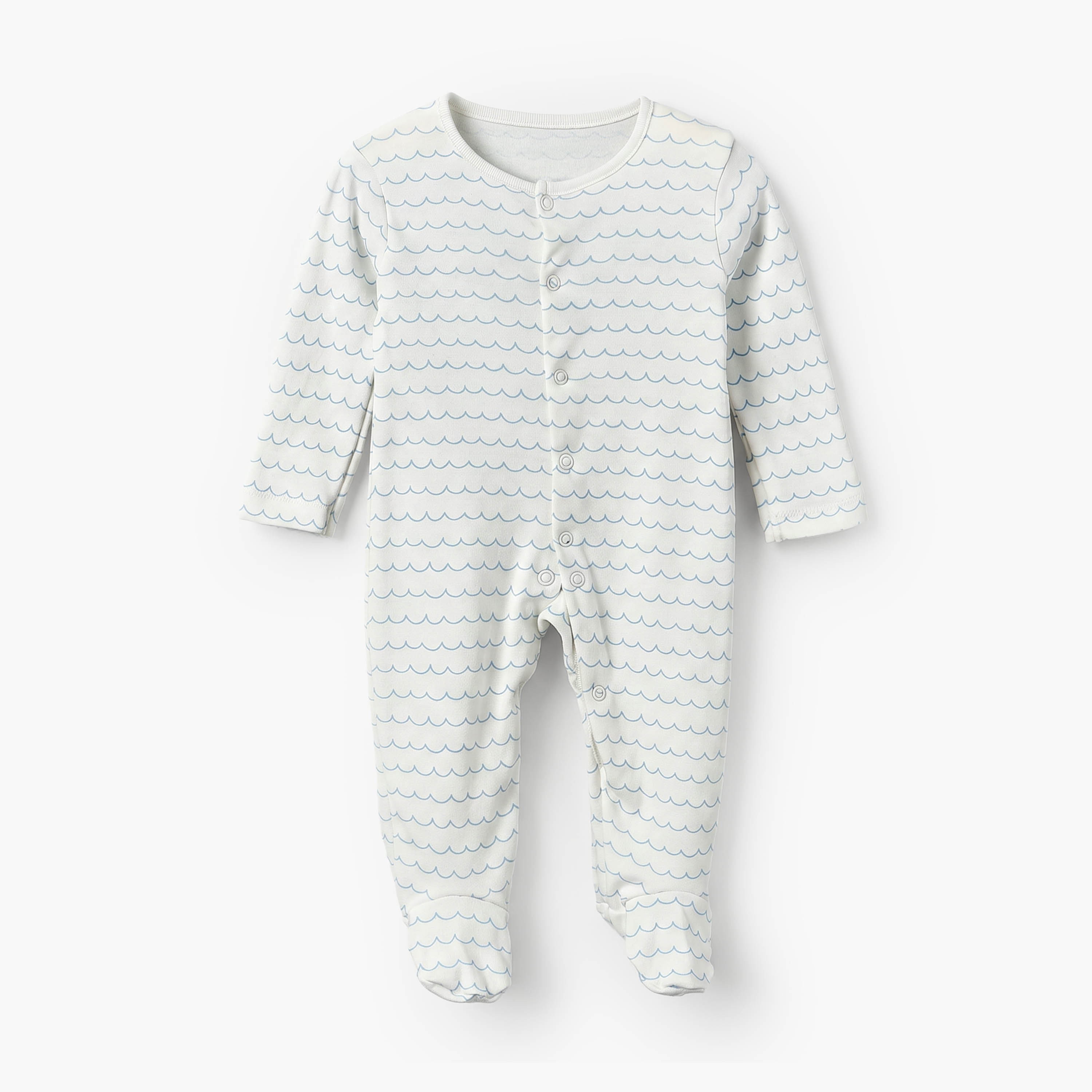 بدلات نوم قطن بطبعات بحرية وياقة ضيقة وأكمام طويلة من جونيورز - عبوة 3 قطع-baby-boys-clothing-nightwear-sleepsuits-image-3