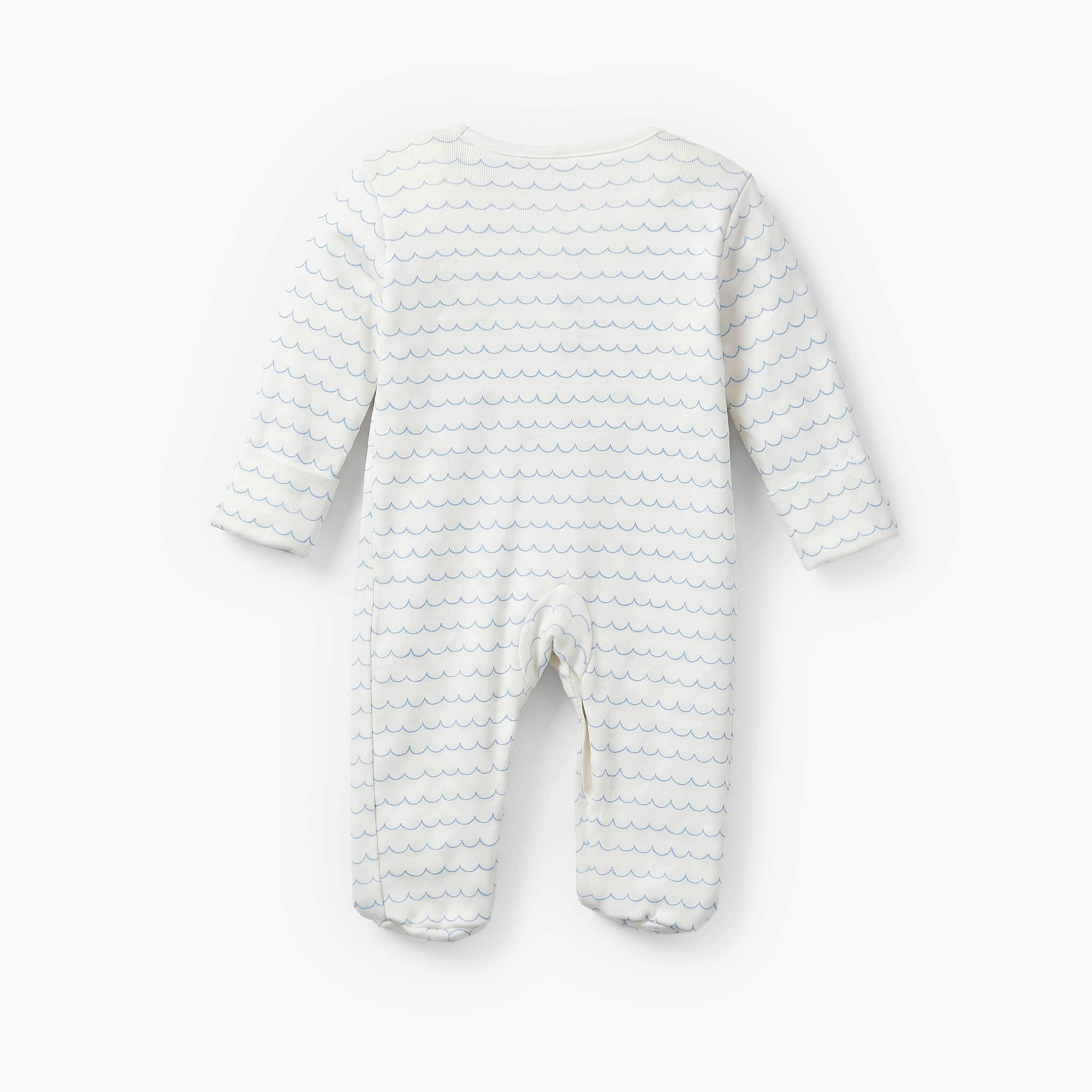 بدلات نوم قطن بطبعات بحرية وياقة ضيقة وأكمام طويلة من جونيورز - عبوة 3 قطع-baby-boys-clothing-nightwear-sleepsuits-image-6