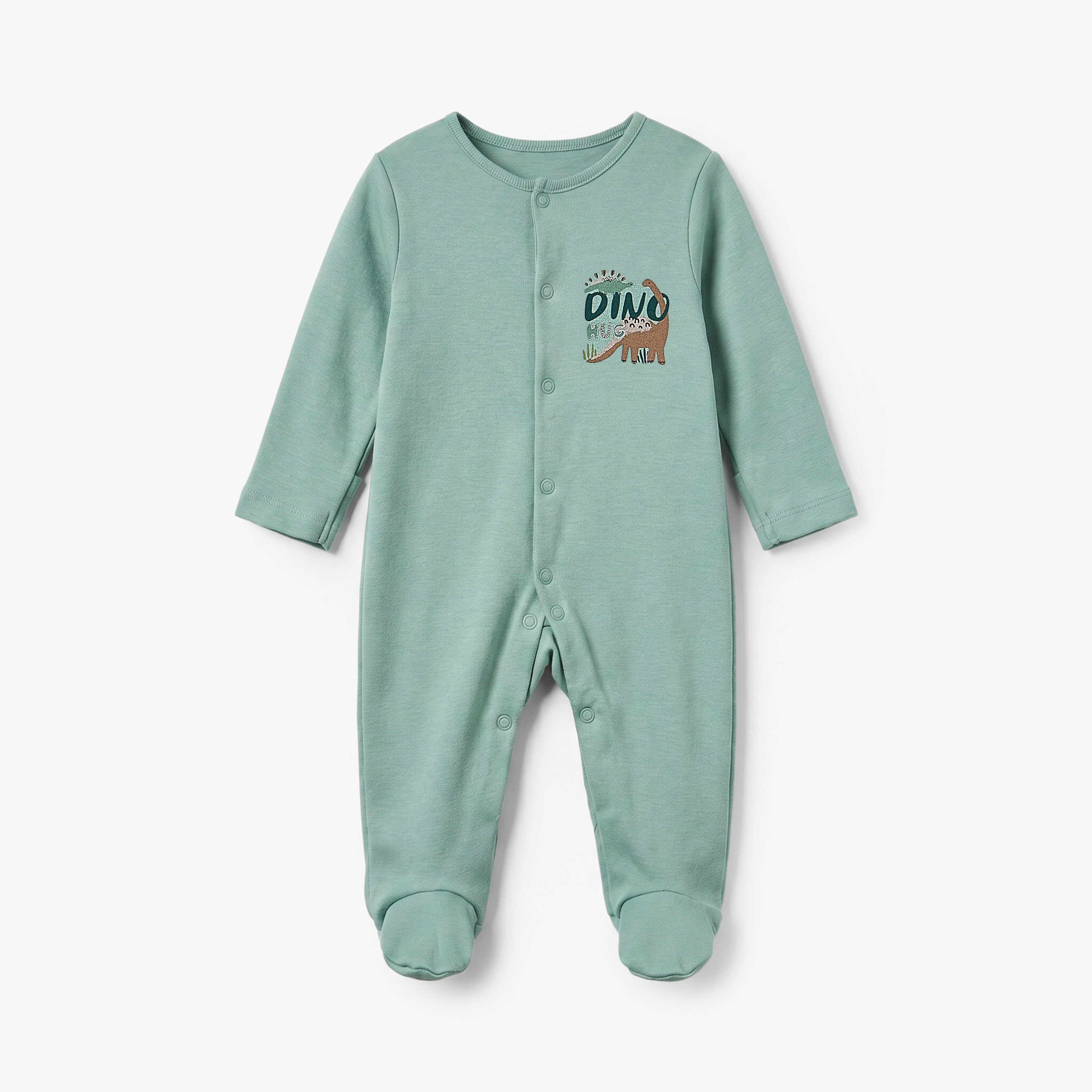 بدلات نوم قطن بطبعات ديناصور وياقة ضيقة وأكمام طويلة من جونيورز - عبوة 3 قطع-baby-boys-clothing-nightwear-sleepsuits-image-3