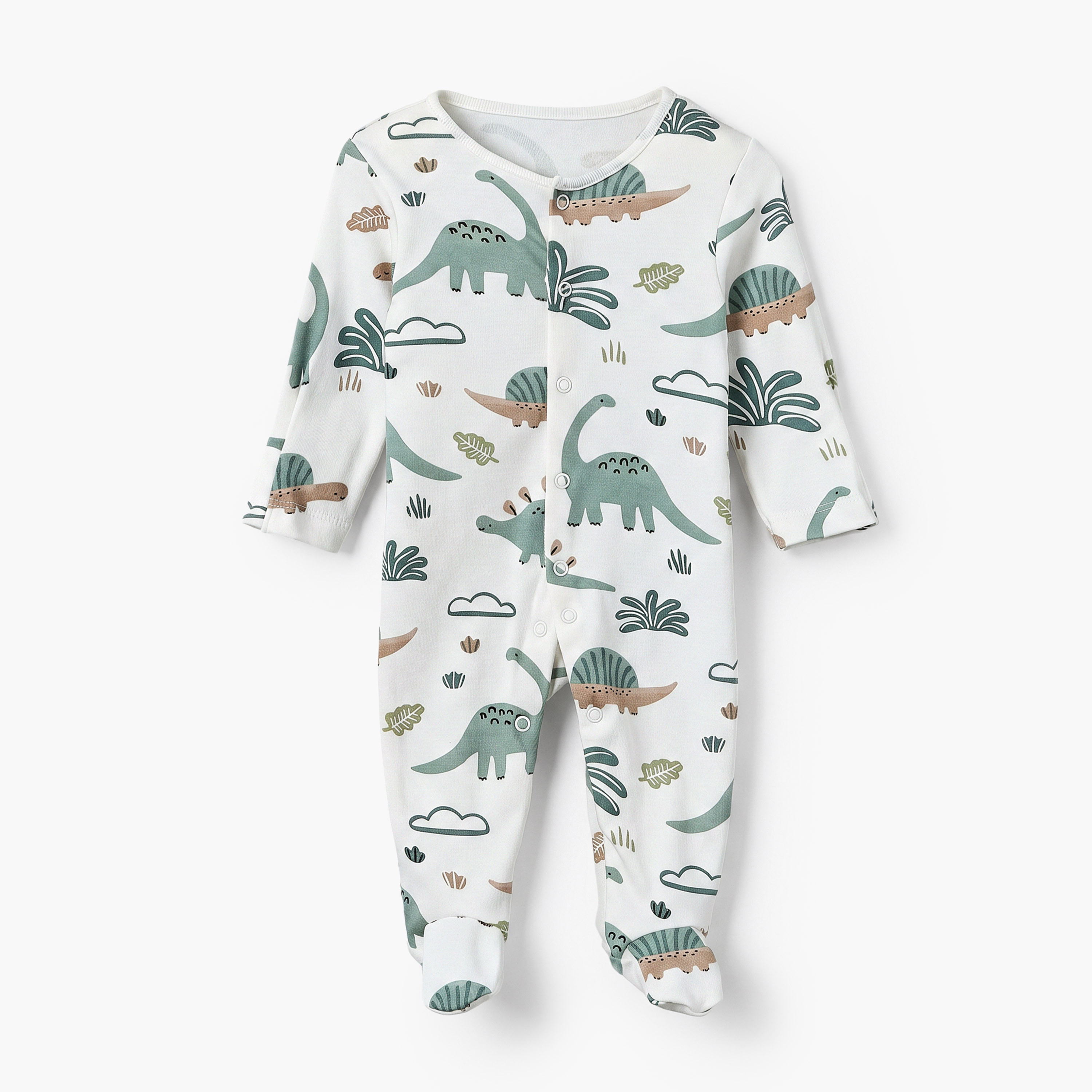 بدلات نوم قطن بطبعات ديناصور وياقة ضيقة وأكمام طويلة من جونيورز - عبوة 3 قطع-baby-boys-clothing-nightwear-sleepsuits-image-5