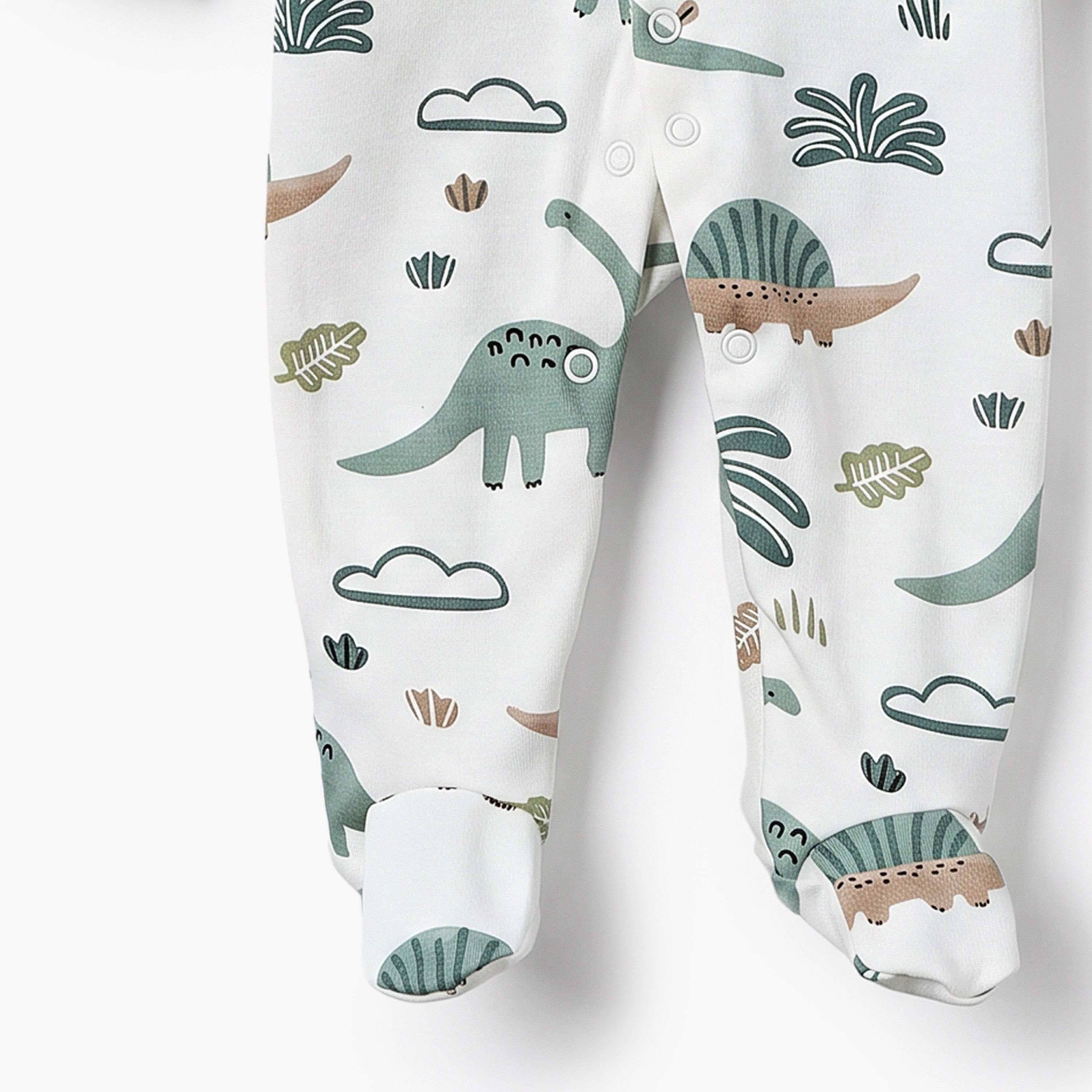 بدلات نوم قطن بطبعات ديناصور وياقة ضيقة وأكمام طويلة من جونيورز - عبوة 3 قطع-baby-boys-clothing-nightwear-sleepsuits-image-8