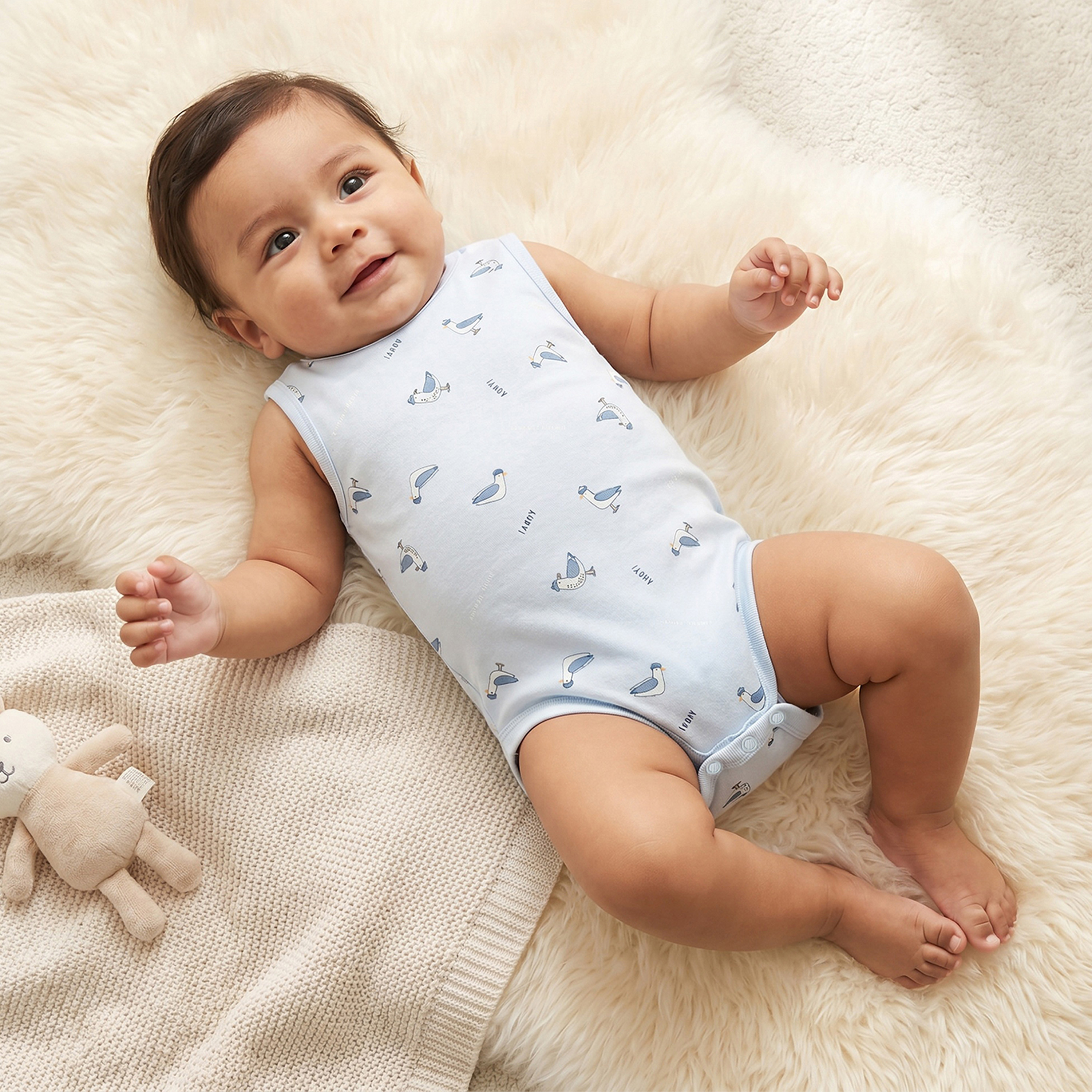 Pack of 5 Juniors Crew Neck Sleeveless Bodysuit with Assorted Print-baby-boys-clothing-bodysuits-image-2
