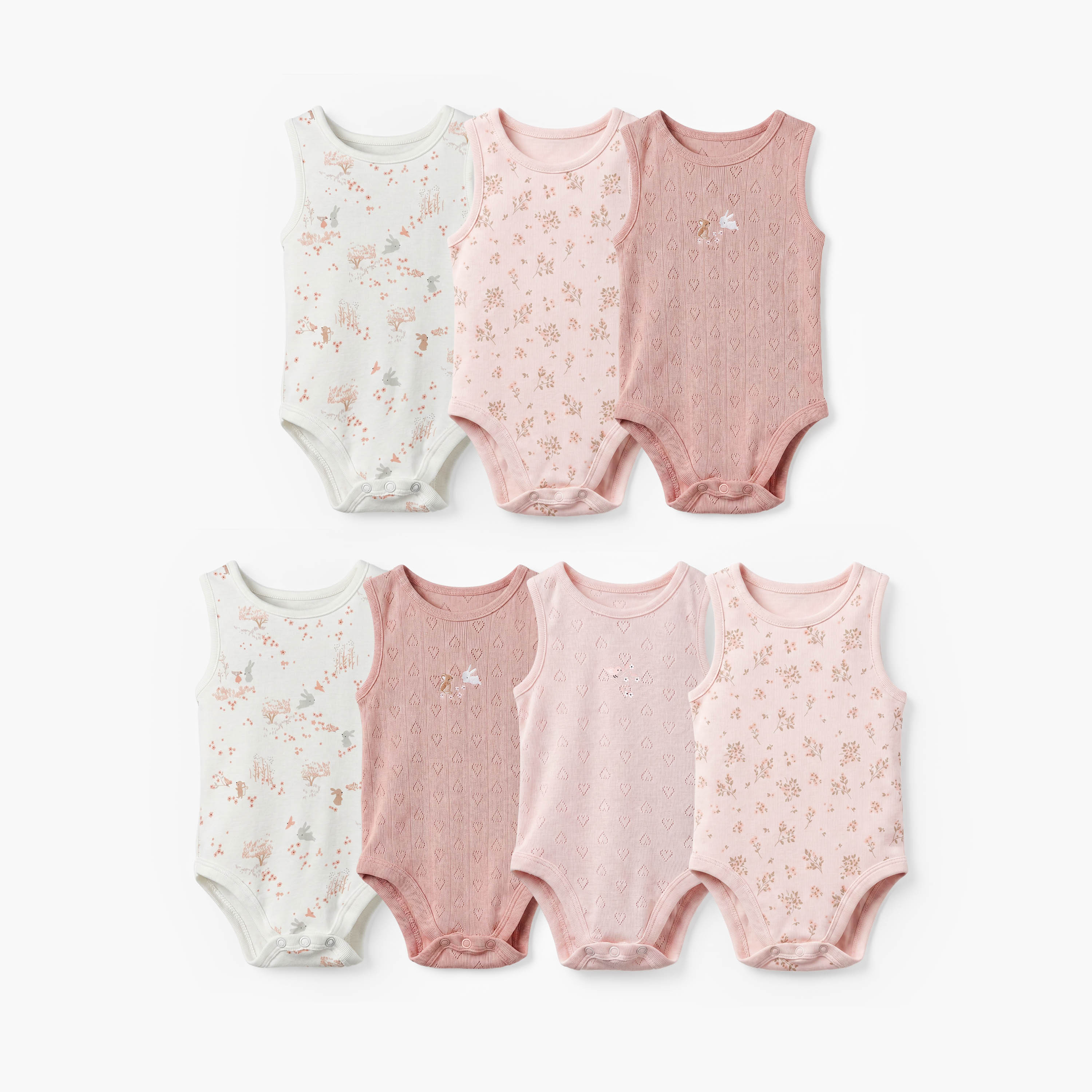 Pack of 7 Juniors Cotton Crew Neck Sleeveless Bodysuit with Assorted Design-baby-girls-clothing-bodysuits-image-1