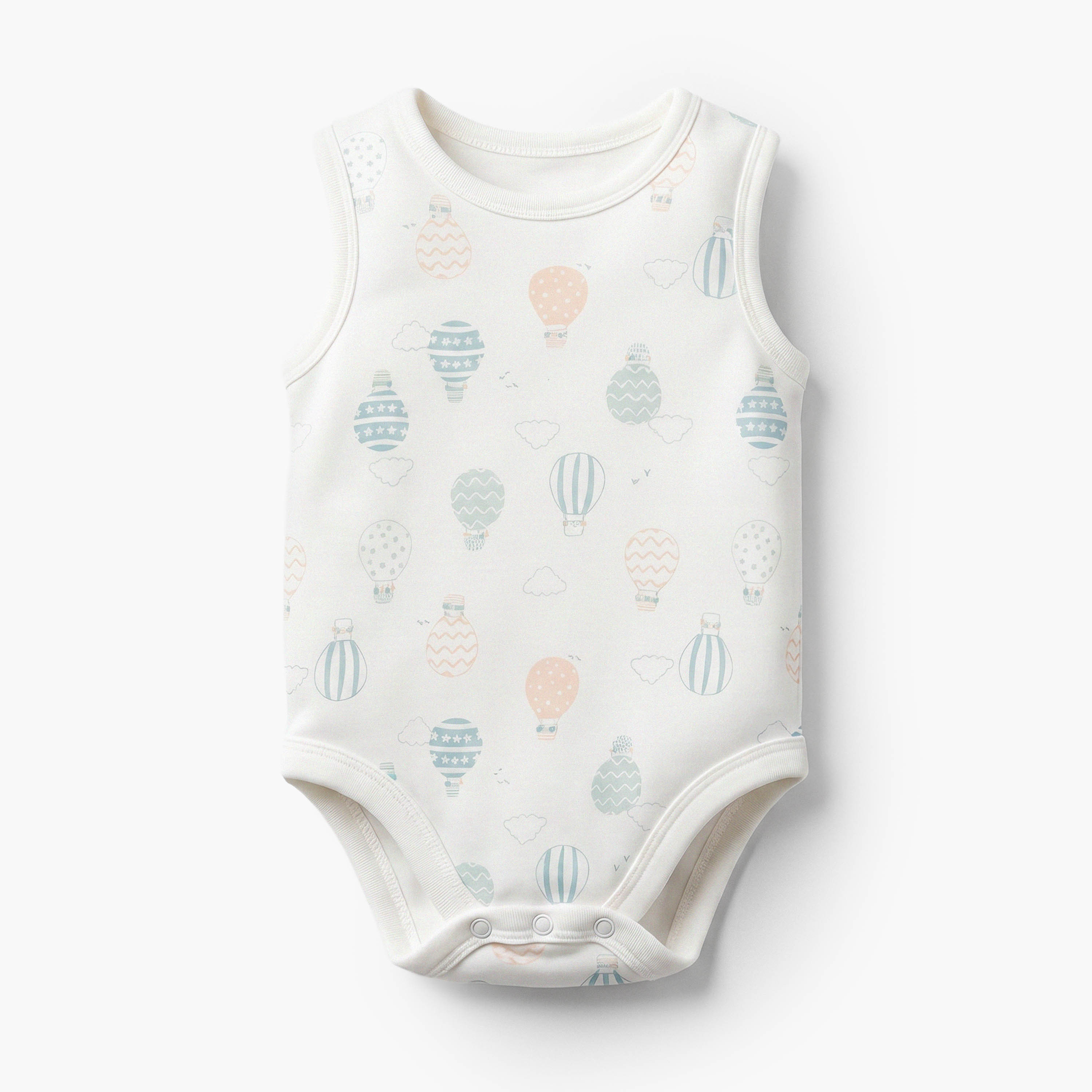 Pack of 7 Juniors Crew Neck Sleeveless Bodysuit with Hot Air Balloon Print-baby-boys-clothing-bodysuits-image-2