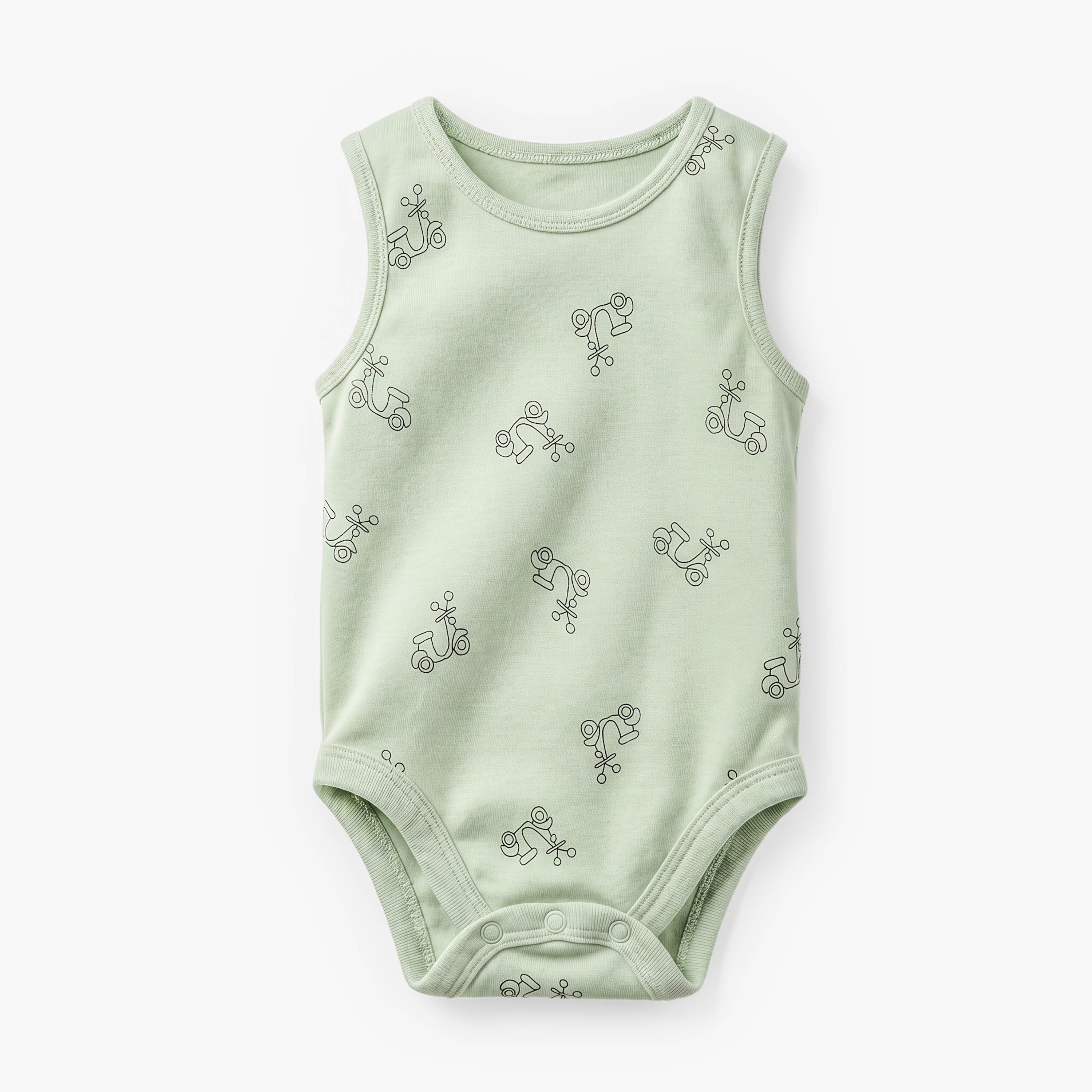 Pack of 7 Juniors Crew Neck Sleeveless Bodysuit with Vehicle Print-baby-boys-clothing-bodysuits-image-2