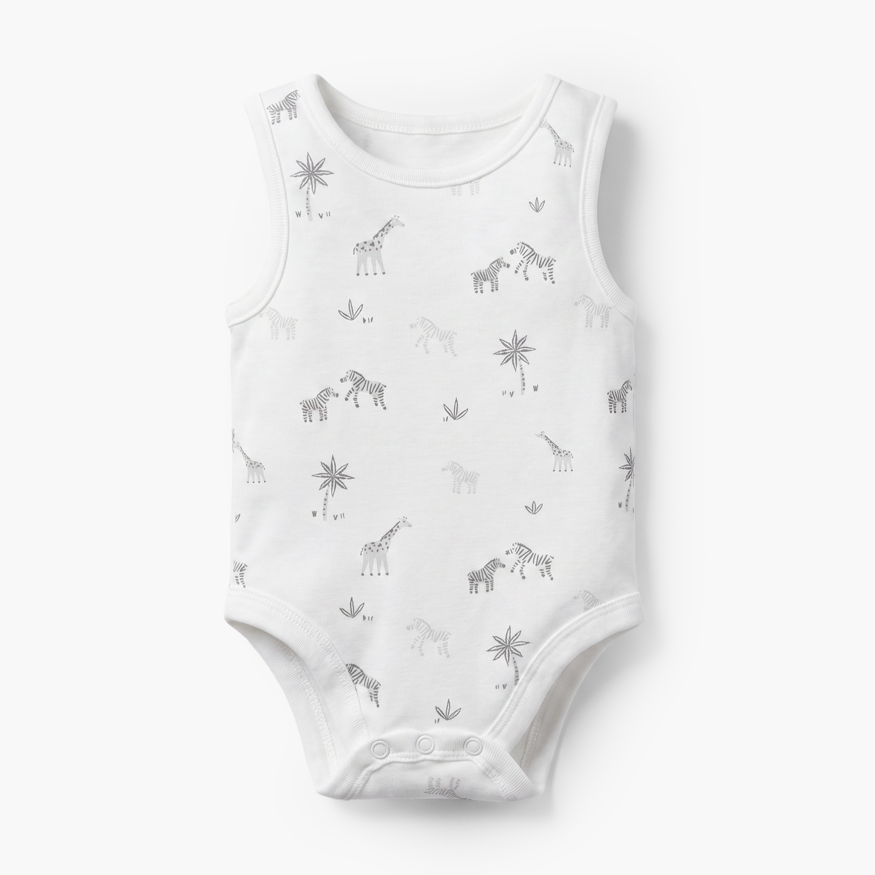 Pack of 7 Juniors Crew Neck Sleeveless Bodysuit with Safari Print-baby-boys-clothing-bodysuits-image-4