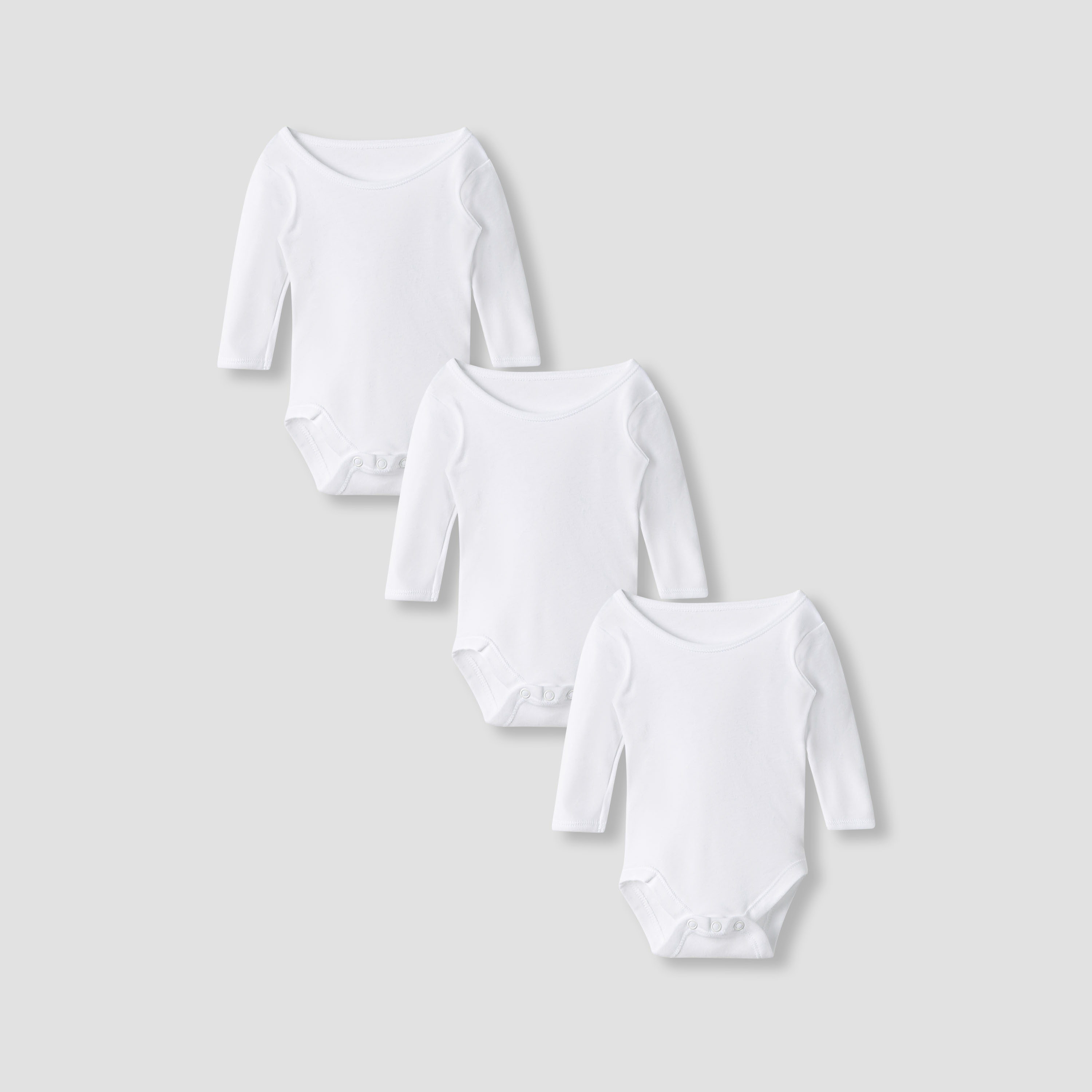 Juniors Plain Bodysuit with Round Neck and Long Sleeves - Set of 3-baby-boys-clothing-bodysuits-image-1