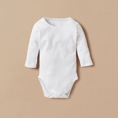 Juniors Plain Bodysuit with Round Neck and Long Sleeves - Set of 3