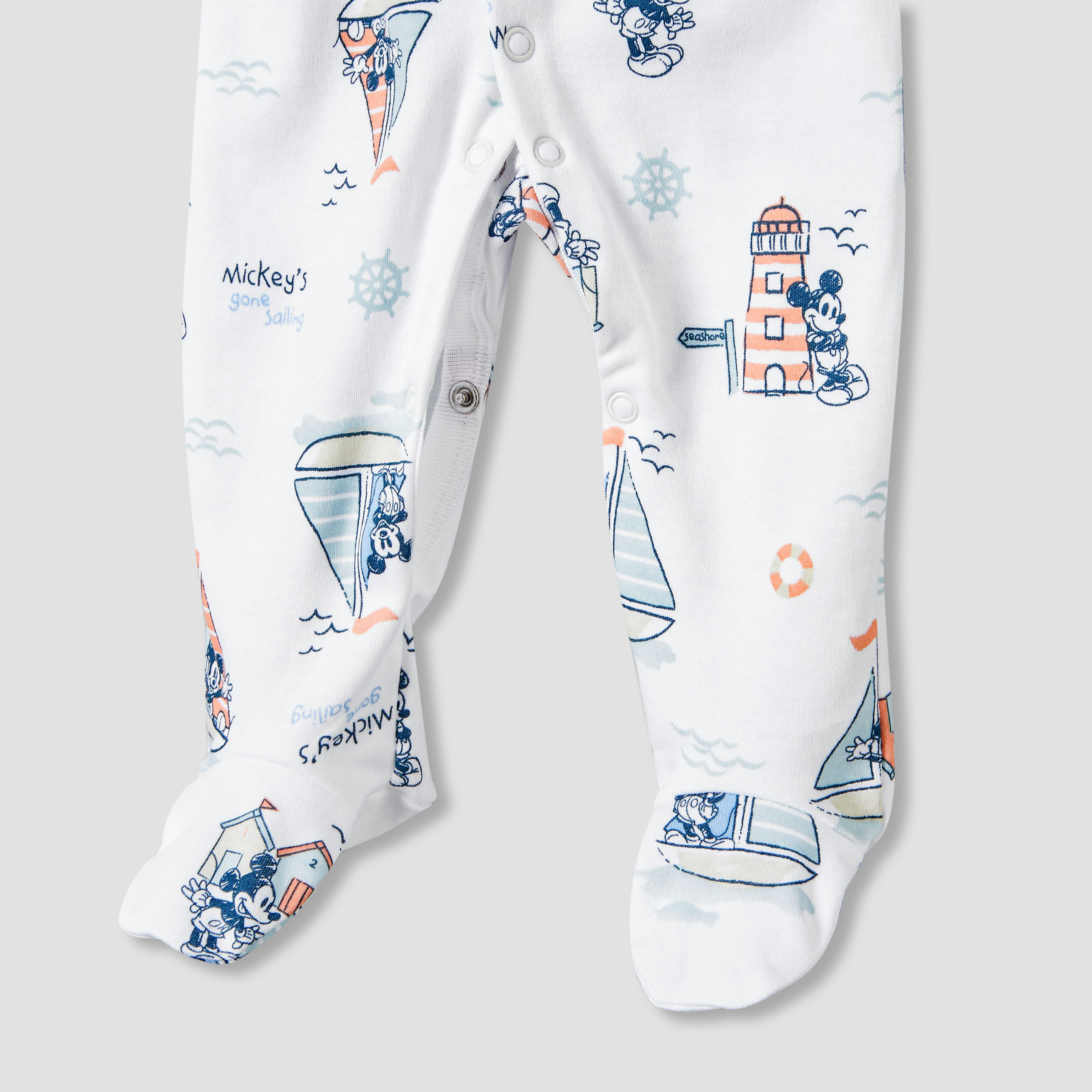 Disney Cotton Sailor Neck Long Sleeves Sleepsuit with Mickey Mouse Print-baby-boys-clothing-nightwear-sleepsuits-image-6