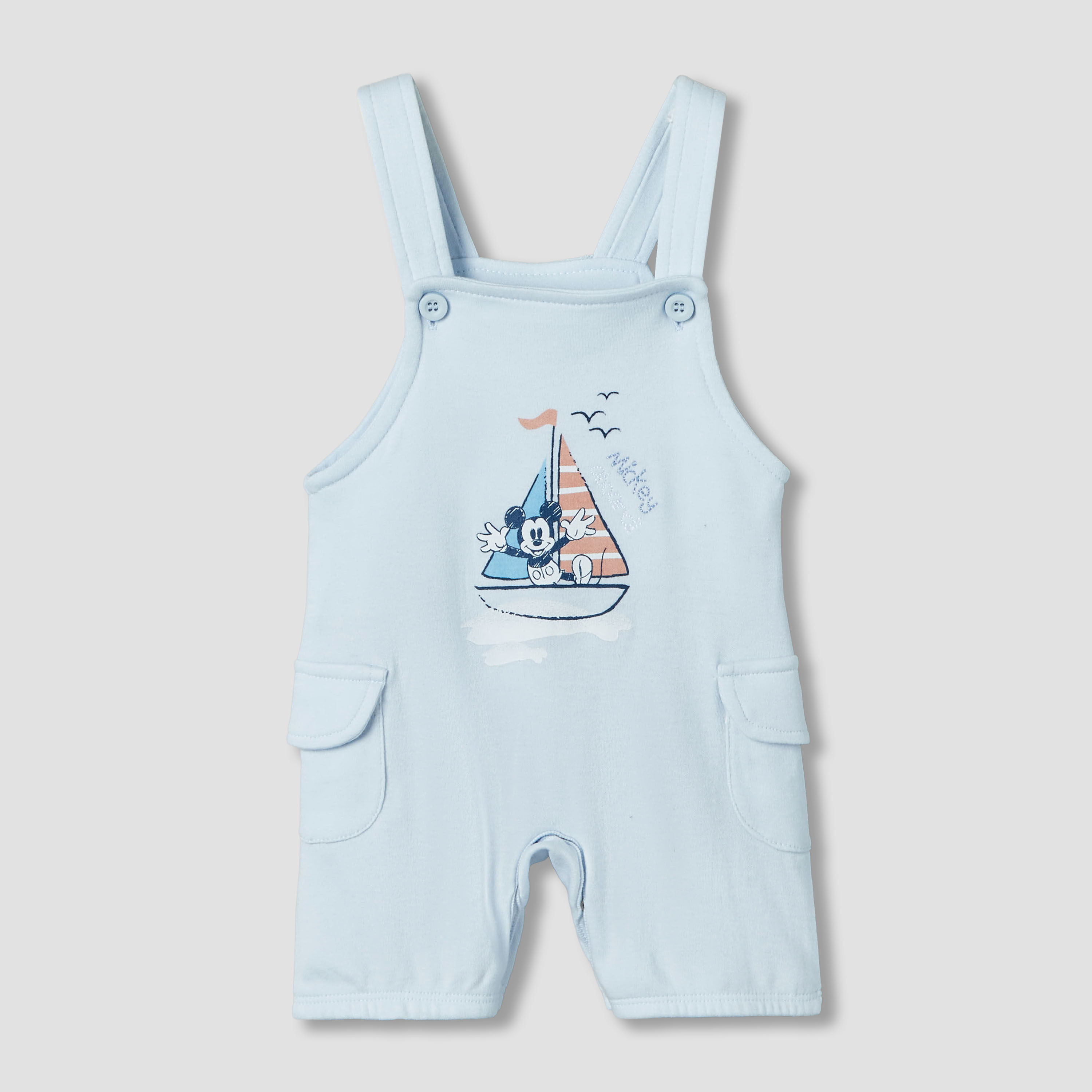 Disney Round Neck Short Sleeve T-shirt and Dungaree Set with Button Closure-baby-boys-clothing-setsandcoords-image-3