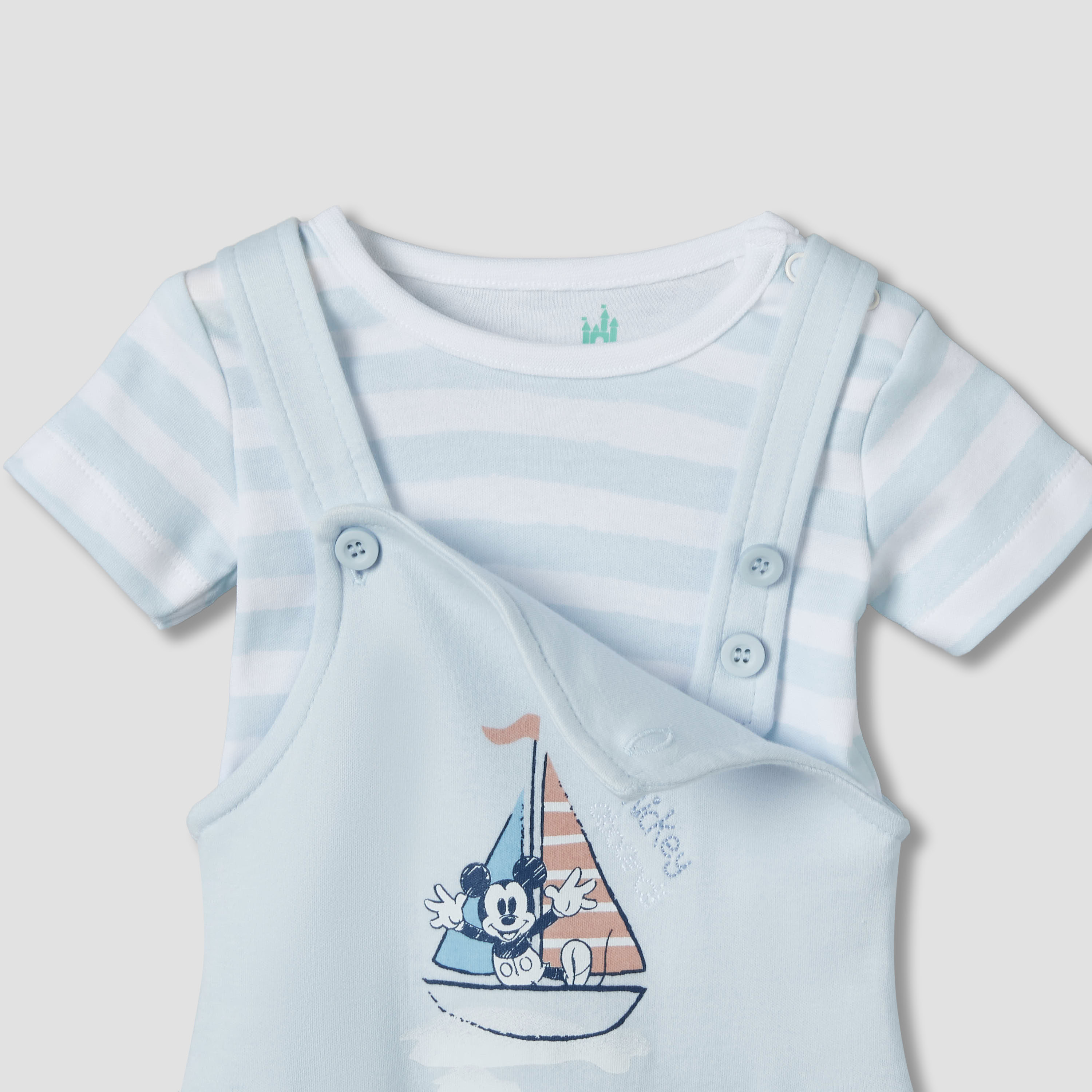 Disney Round Neck Short Sleeve T-shirt and Dungaree Set with Button Closure-baby-boys-clothing-setsandcoords-image-5