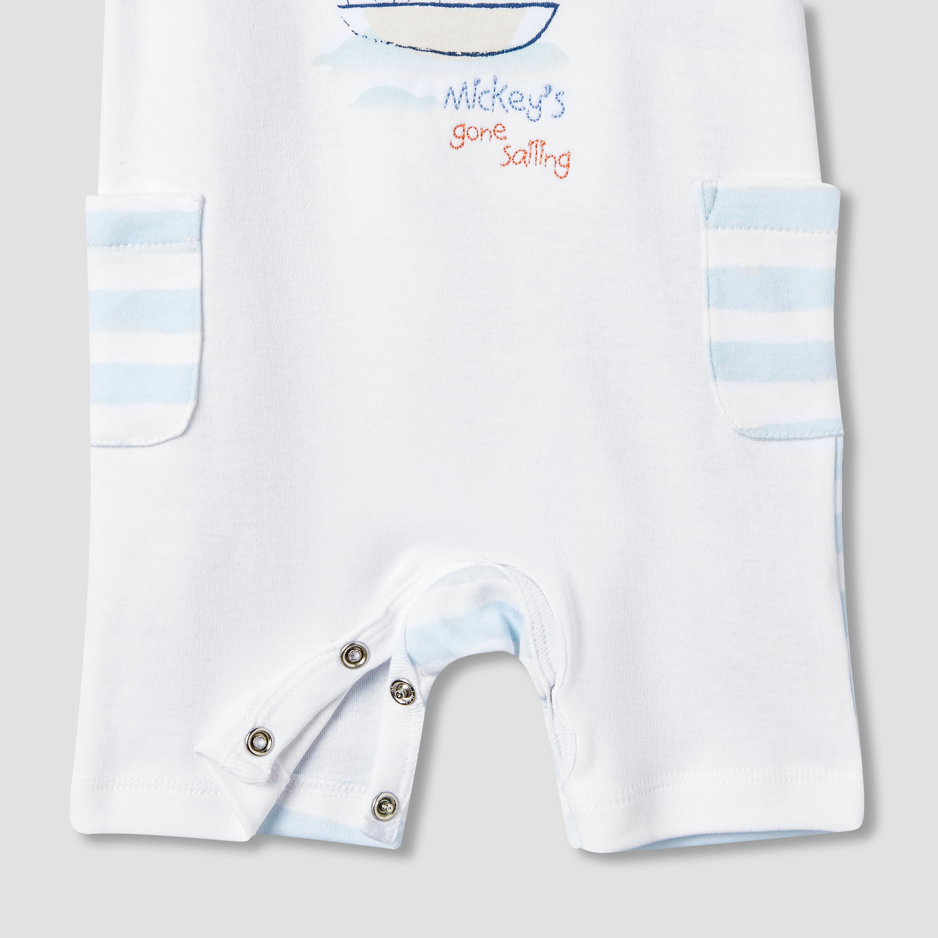 Disney Round Neck Short Sleeves Romper with Mickey Mouse Print-baby-boys-clothing-rompers-image-4