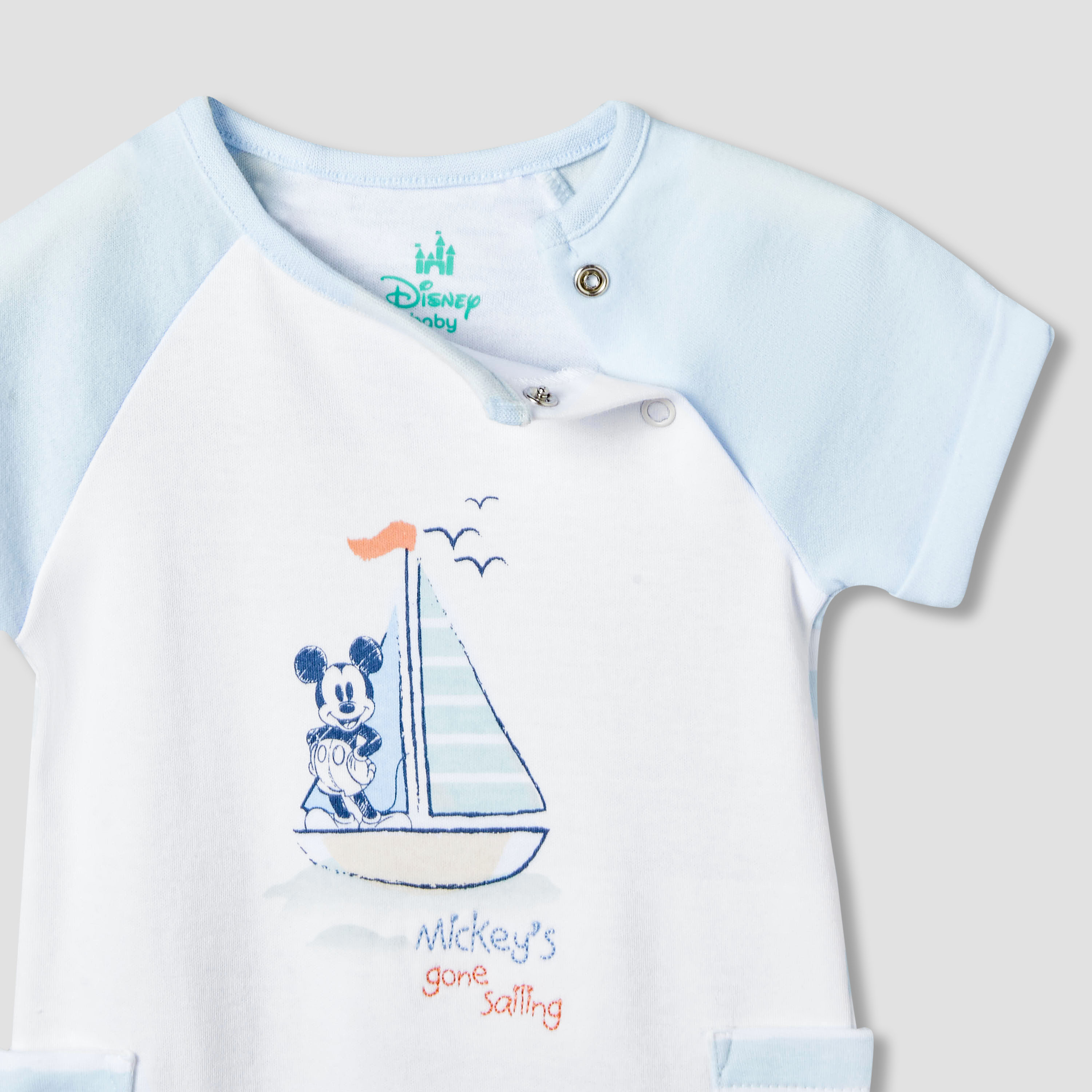 Disney Round Neck Short Sleeves Romper with Mickey Mouse Print-baby-boys-clothing-rompers-image-5