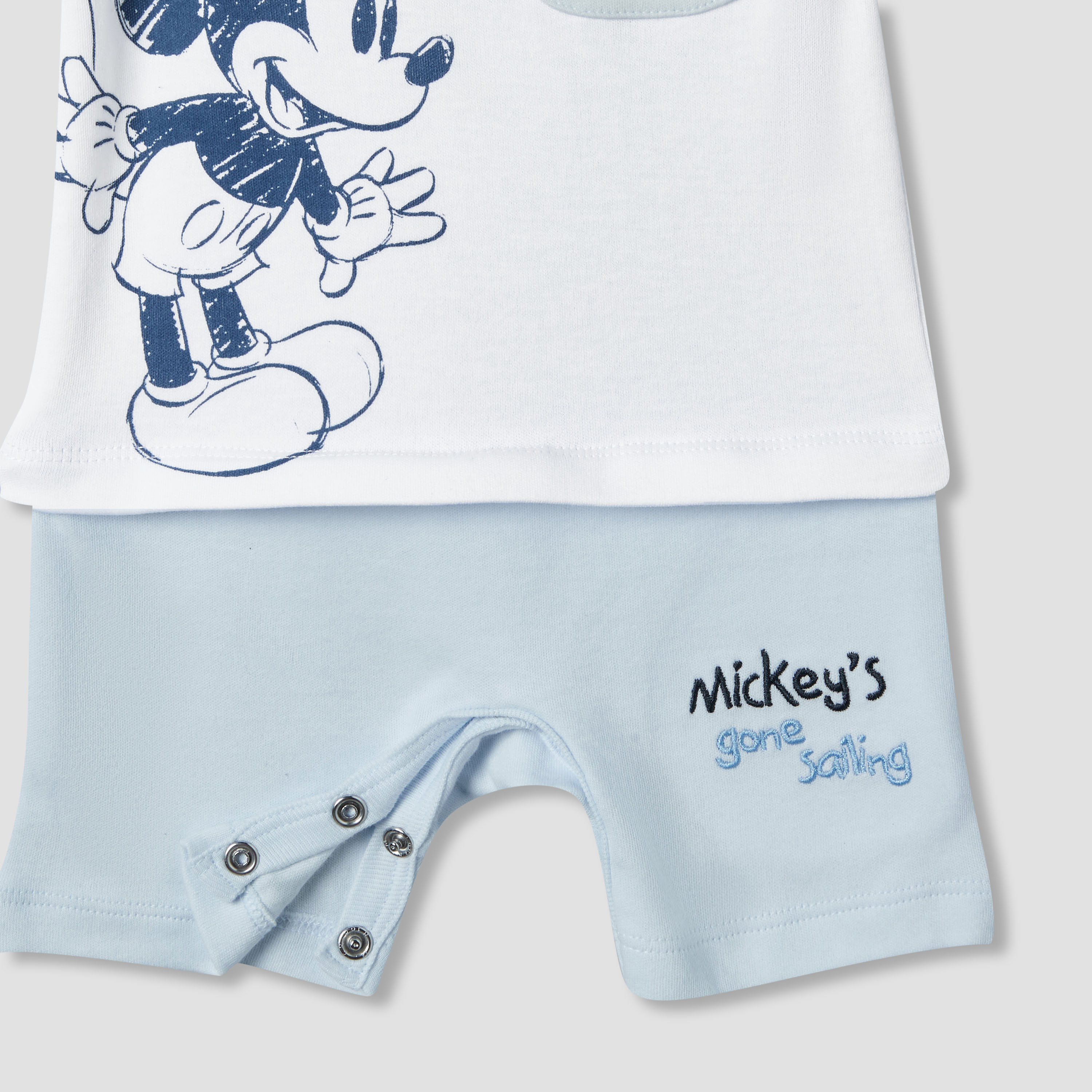 Disney Round Neck Short Sleeves Romper with Mickey Mouse Print-baby-boys-clothing-rompers-image-5