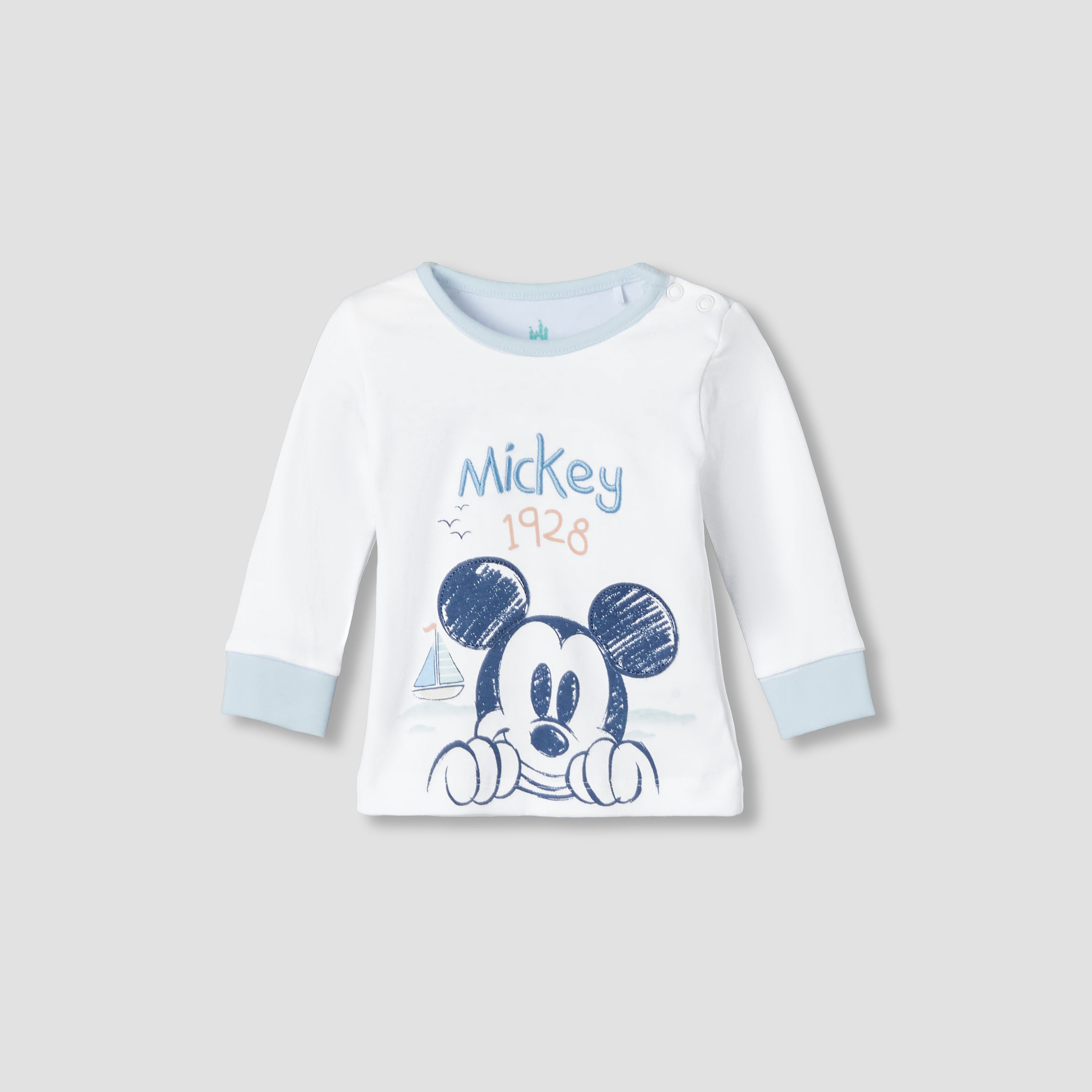 Disney Cotton Round Neck Long Sleeves Pyjama Set with Mickey Mouse Print-baby-boys-clothing-nightwear-pyjamasets-image-3