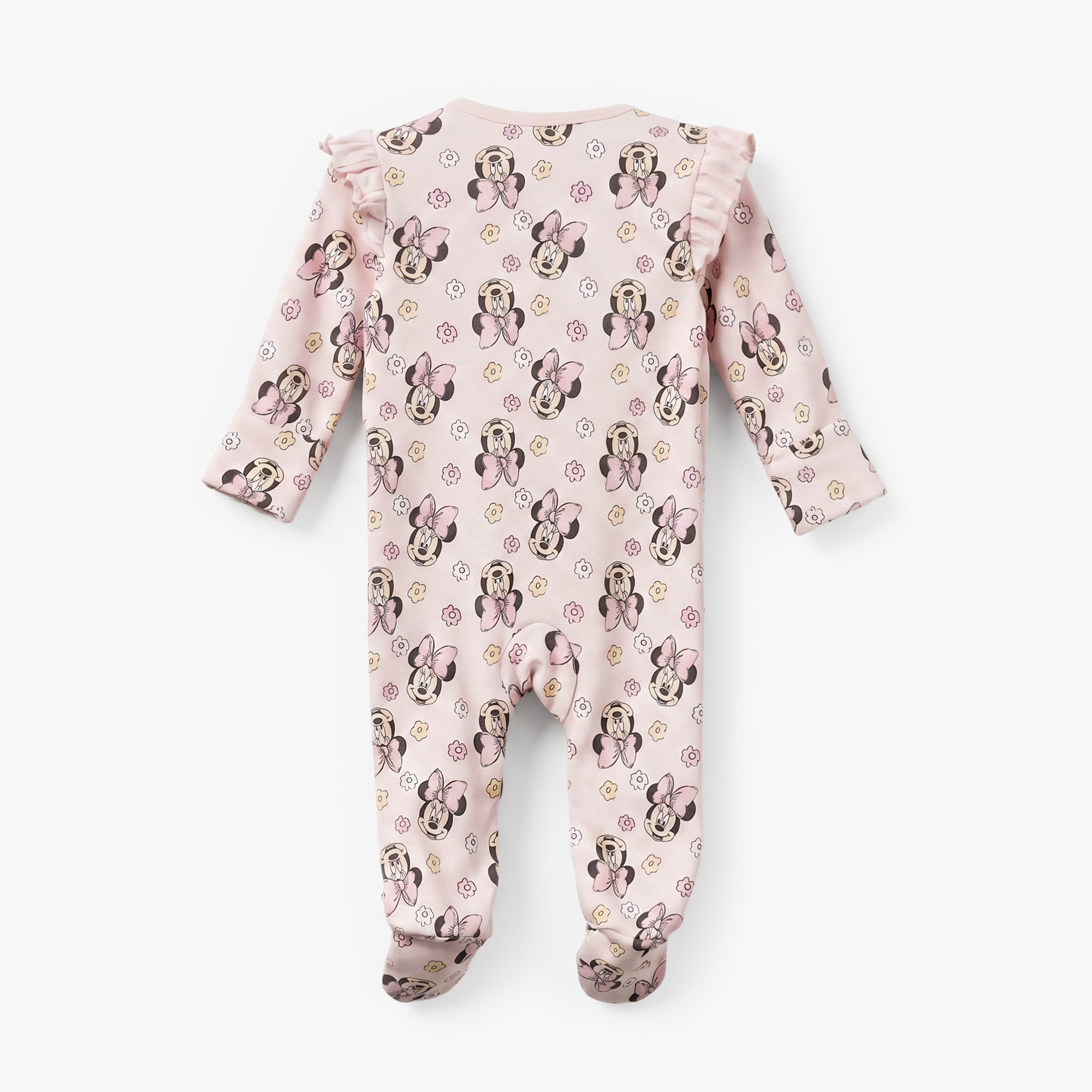 Disney Cotton Crew Neck Long Sleeves Sleepsuit with Minnie Mouse Print-baby-girls-clothing-nightwear-sleepsuits-image-2