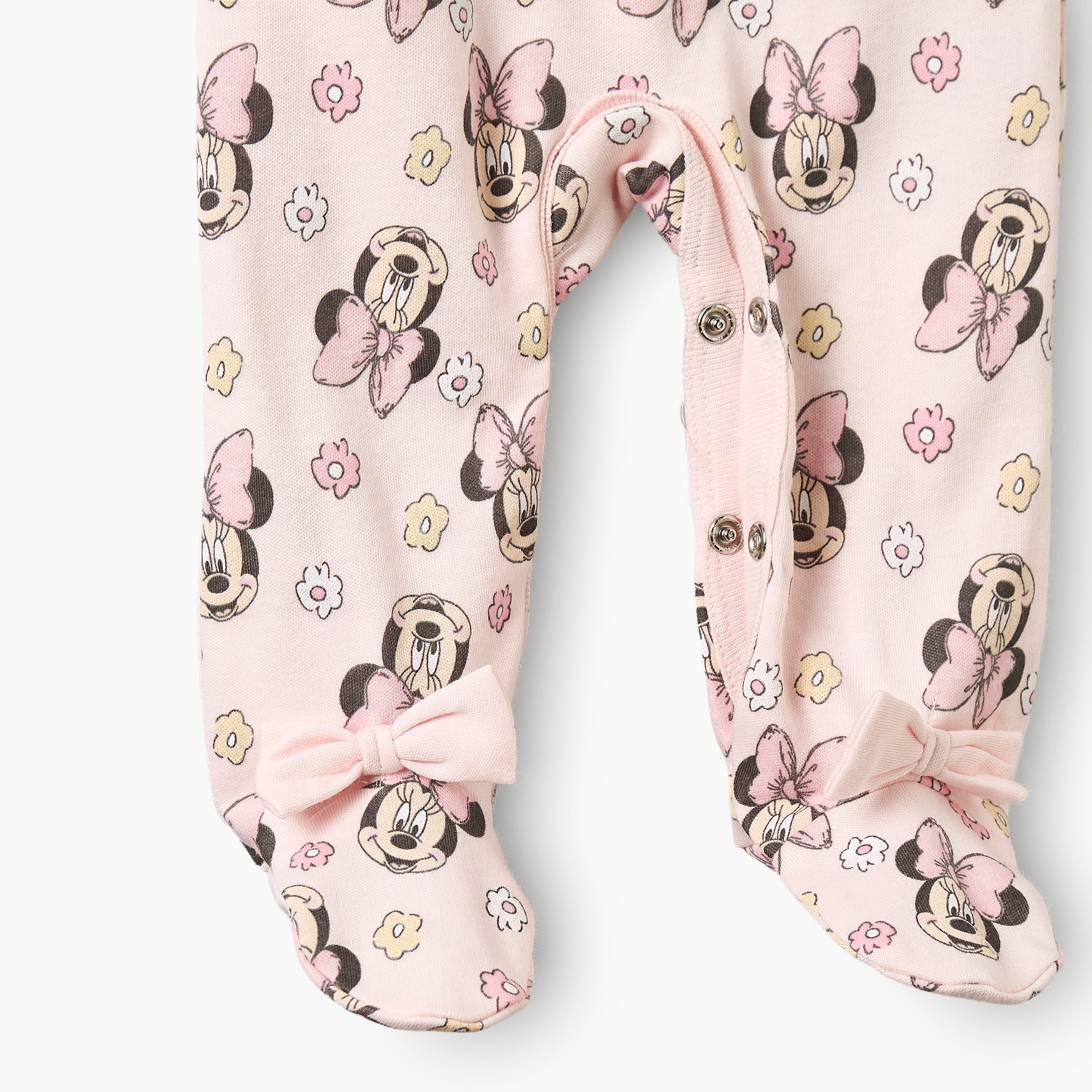 Disney Cotton Crew Neck Long Sleeves Sleepsuit with Minnie Mouse Print-baby-girls-clothing-nightwear-sleepsuits-image-4