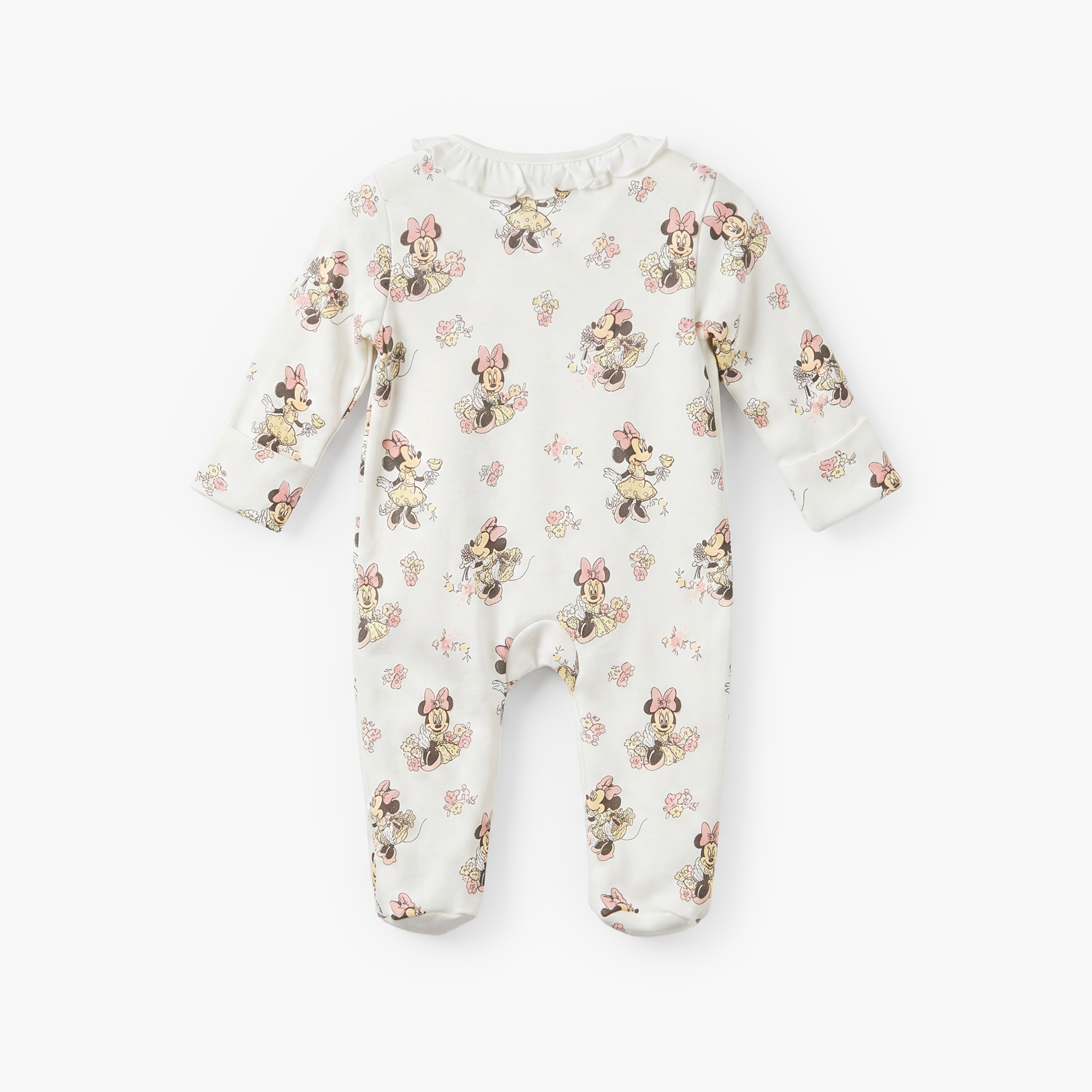 Disney Cotton Crew Neck Long Sleeves Sleepsuit with Minnie Mouse Print-baby-girls-clothing-nightwear-sleepsuits-image-2