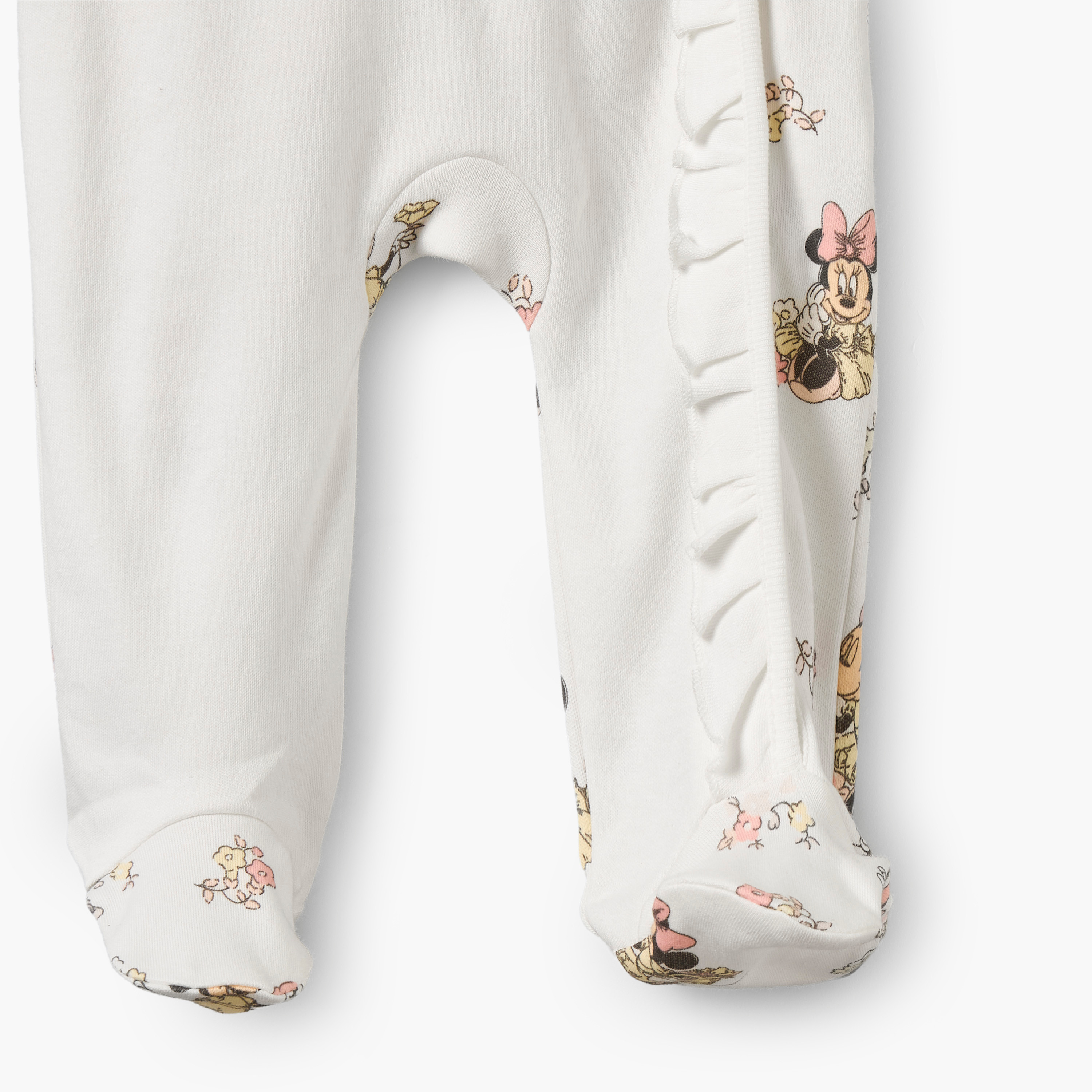 Disney Cotton Crew Neck Long Sleeves Sleepsuit with Minnie Mouse Print-baby-girls-clothing-nightwear-sleepsuits-image-4