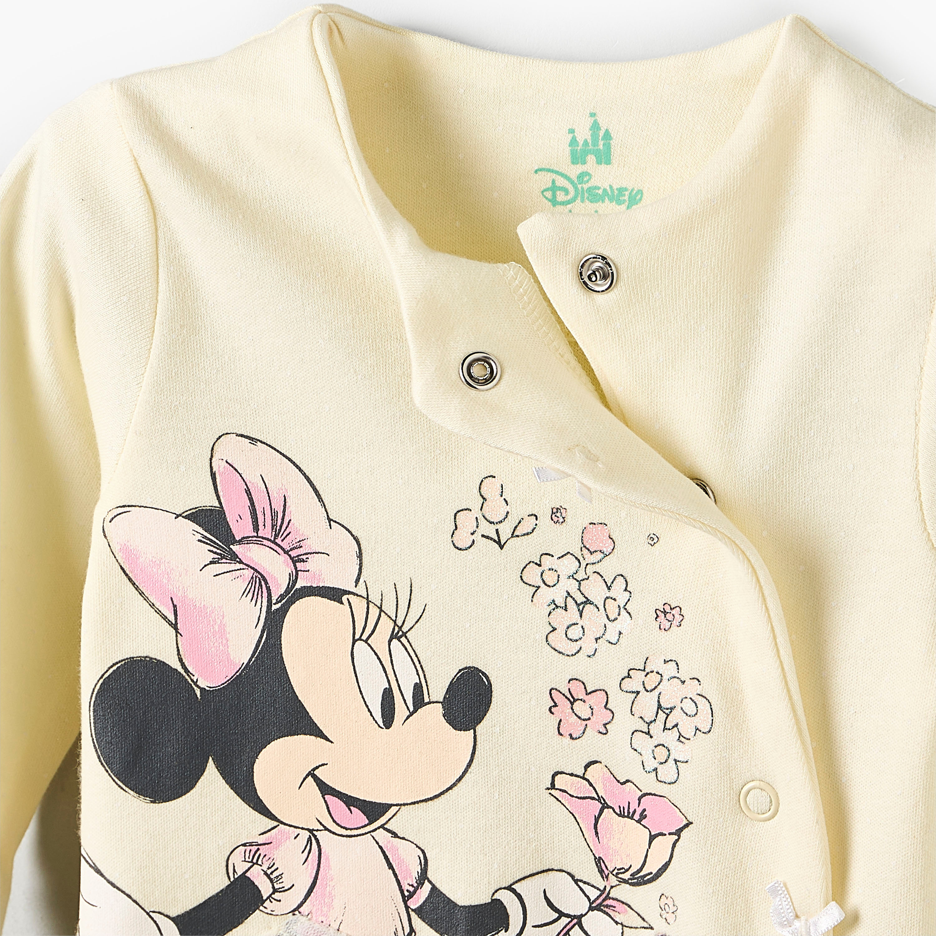 Disney Cotton Crew Neck Long Sleeves Sleepsuit with Minnie Mouse Print-baby-girls-clothing-nightwear-sleepsuits-image-3