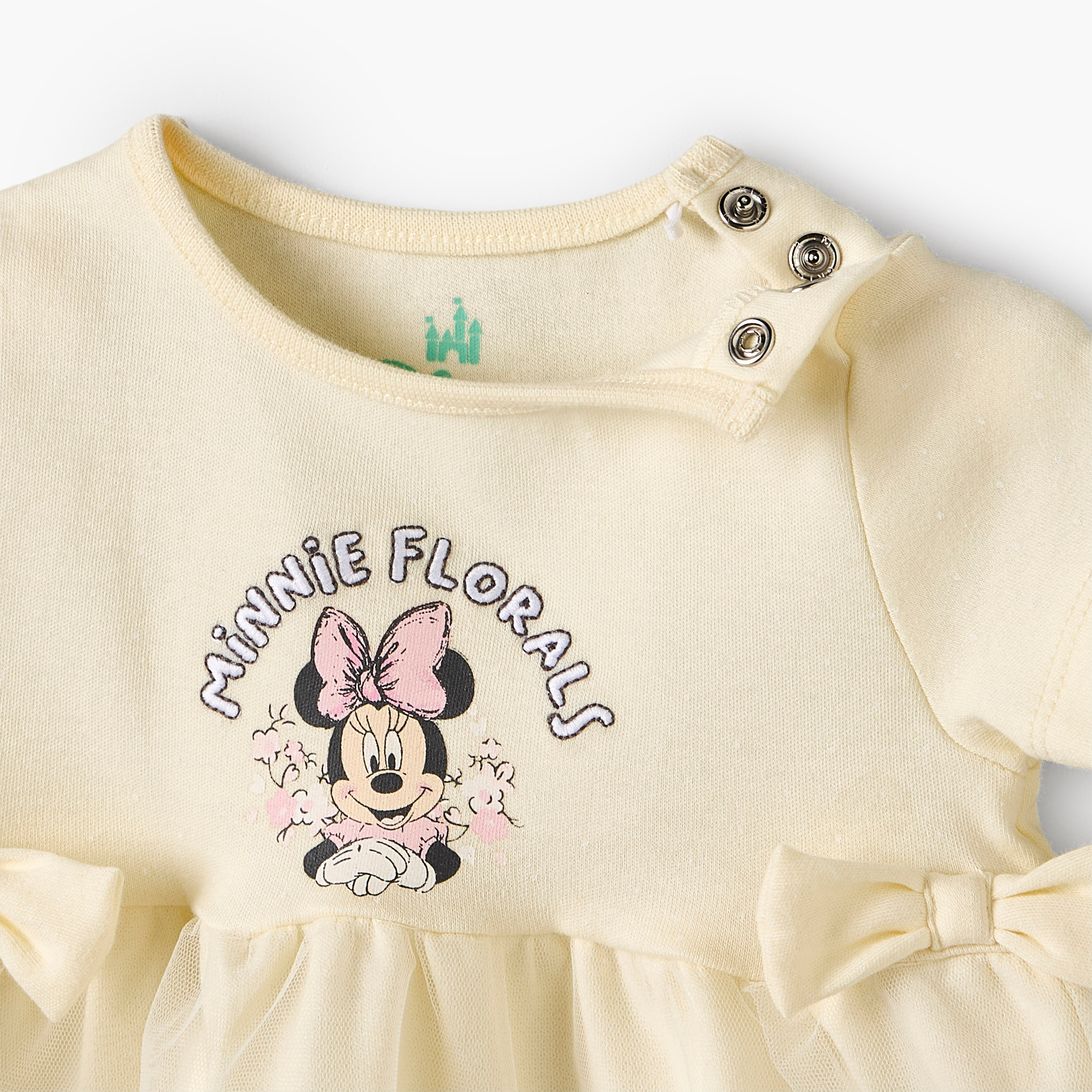 Disney Round Neck Short Sleeves Knee Length Dress with Minnie Mouse Print-baby-girls-clothing-dressesandjumpsuits-image-4