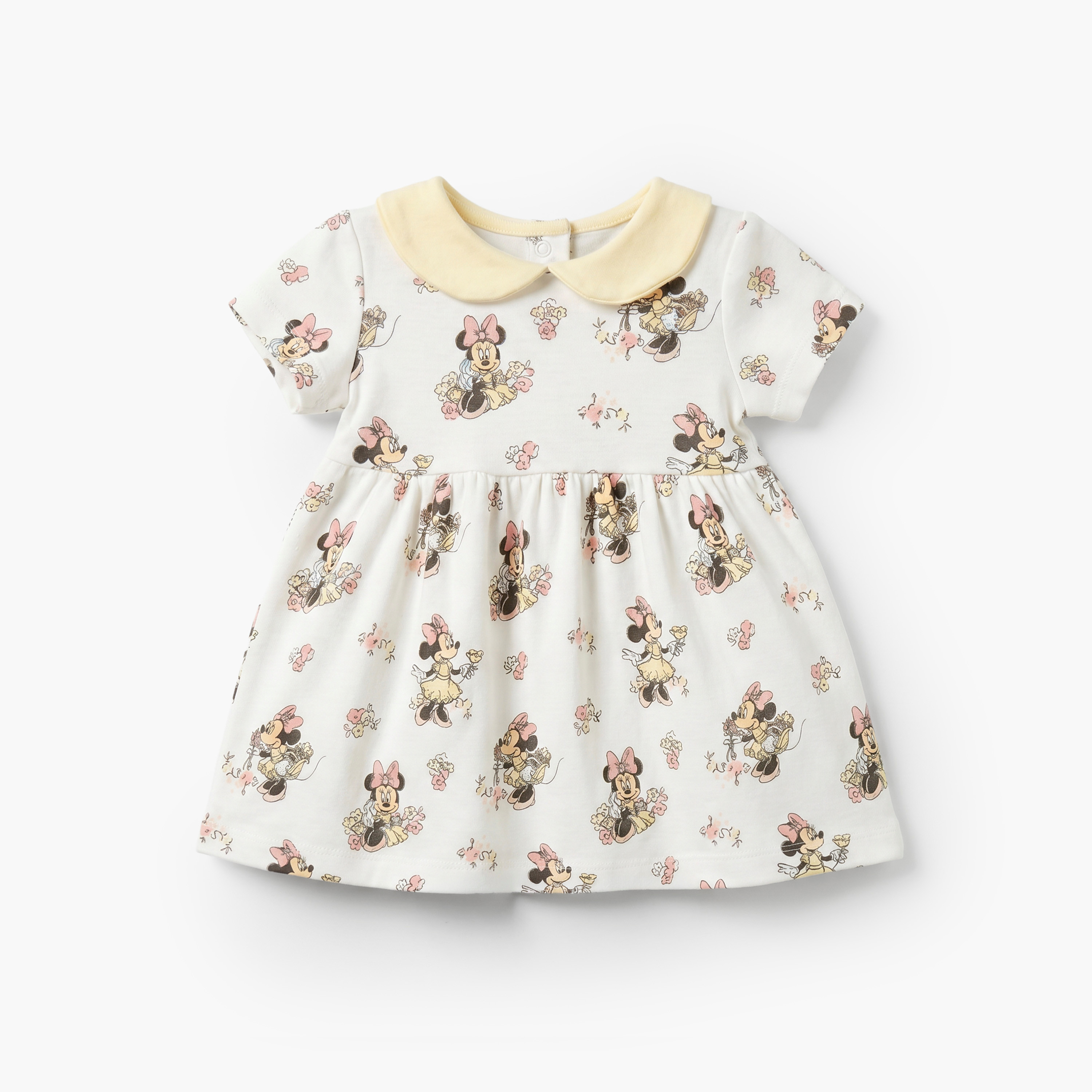 Disney Peter Pan Collar Short Sleeves Knee Length Dress with Minnie Mouse Print-baby-girls-clothing-dressesandjumpsuits-image-1