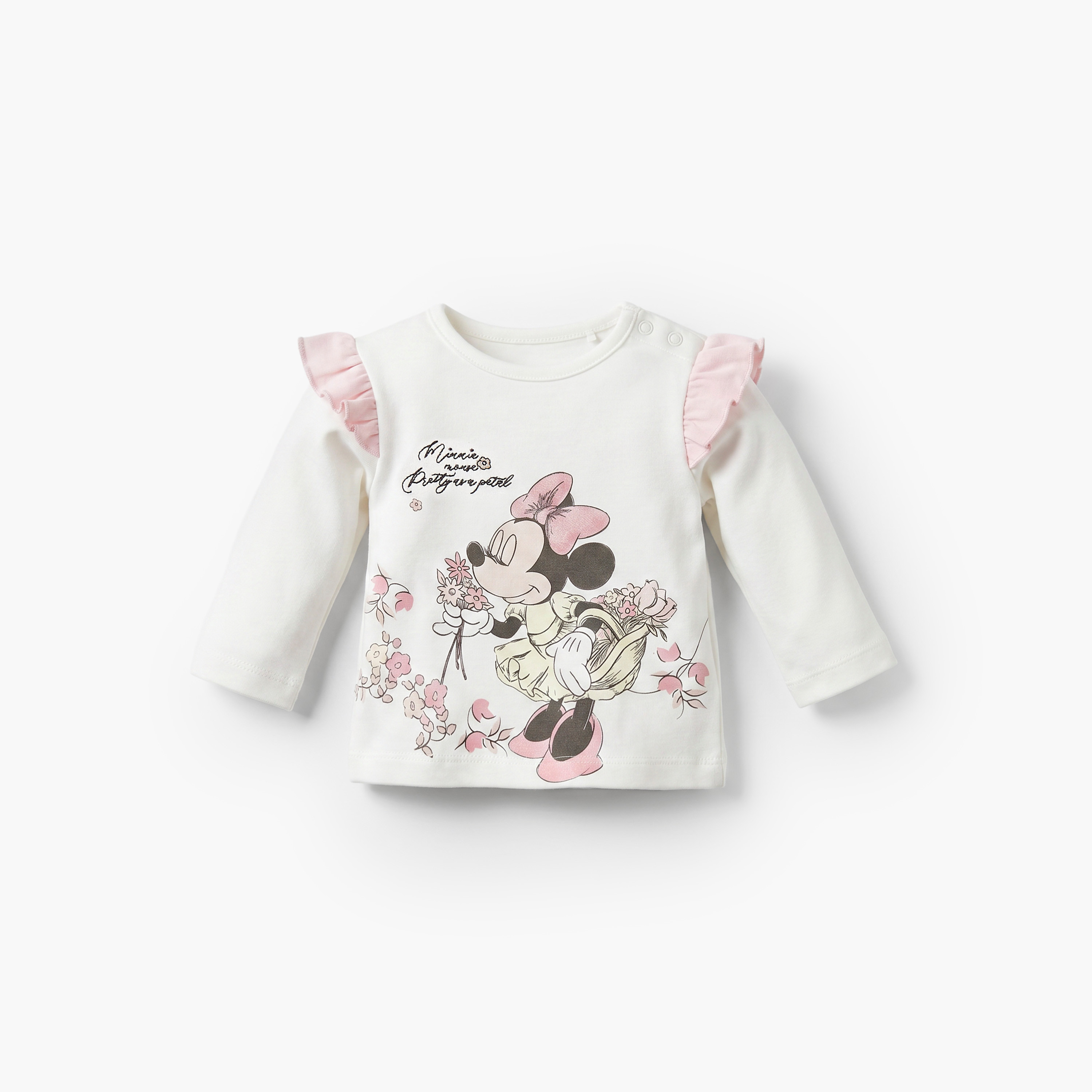 Disney Cotton Crew Neck Long Sleeves Pyjama Set with Minnie Mouse Print-baby-girls-clothing-nightwear-pyjamasets-image-3