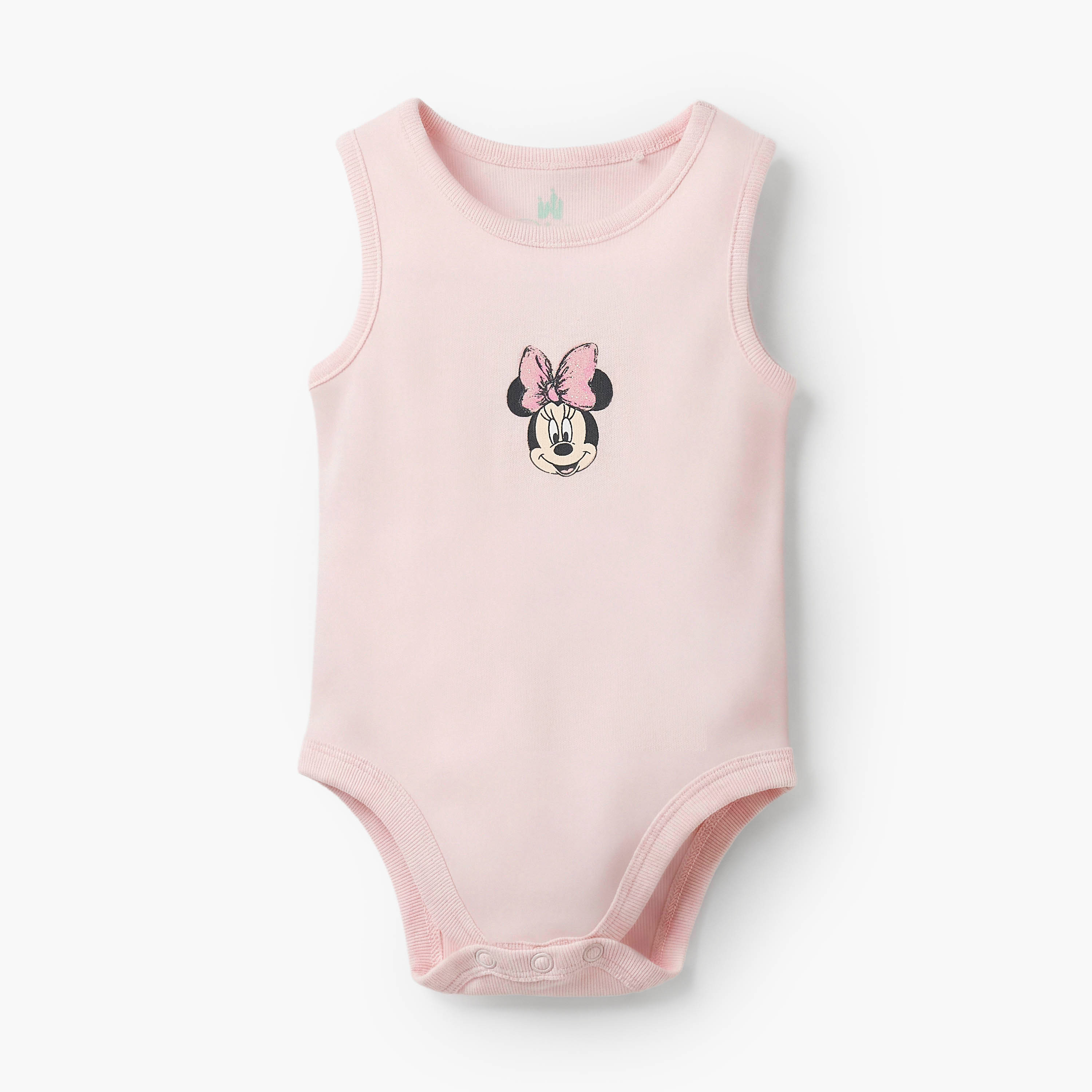 Pack of 2 Disney Cotton Crew Neck Sleeveless Bodysuit with Minnie Mouse Print-baby-girls-clothing-bodysuits-image-4