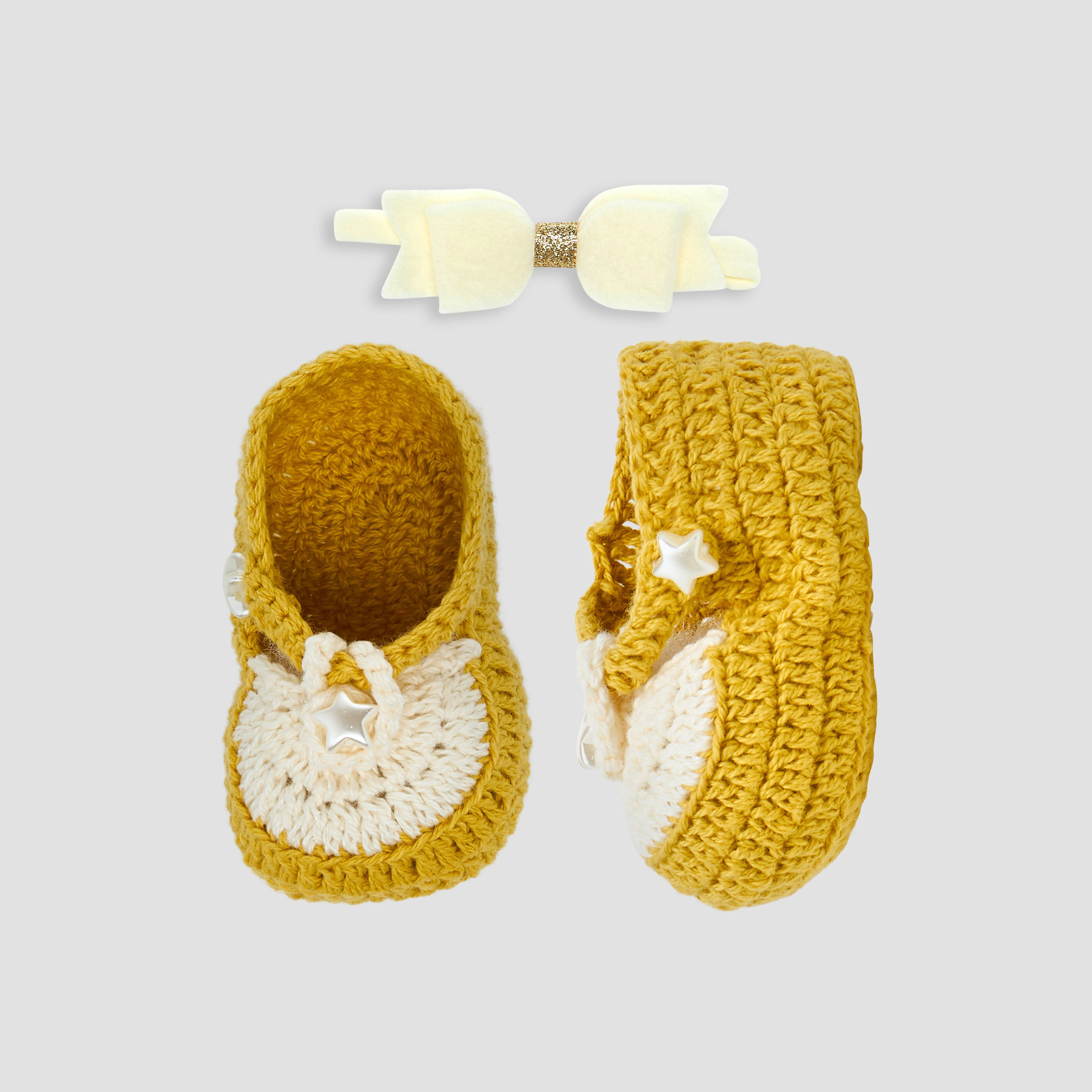 Giggles Girls Booties with Headband – Cotton – Set of 2-baby-girls-accessories-hairaccessories-image-1