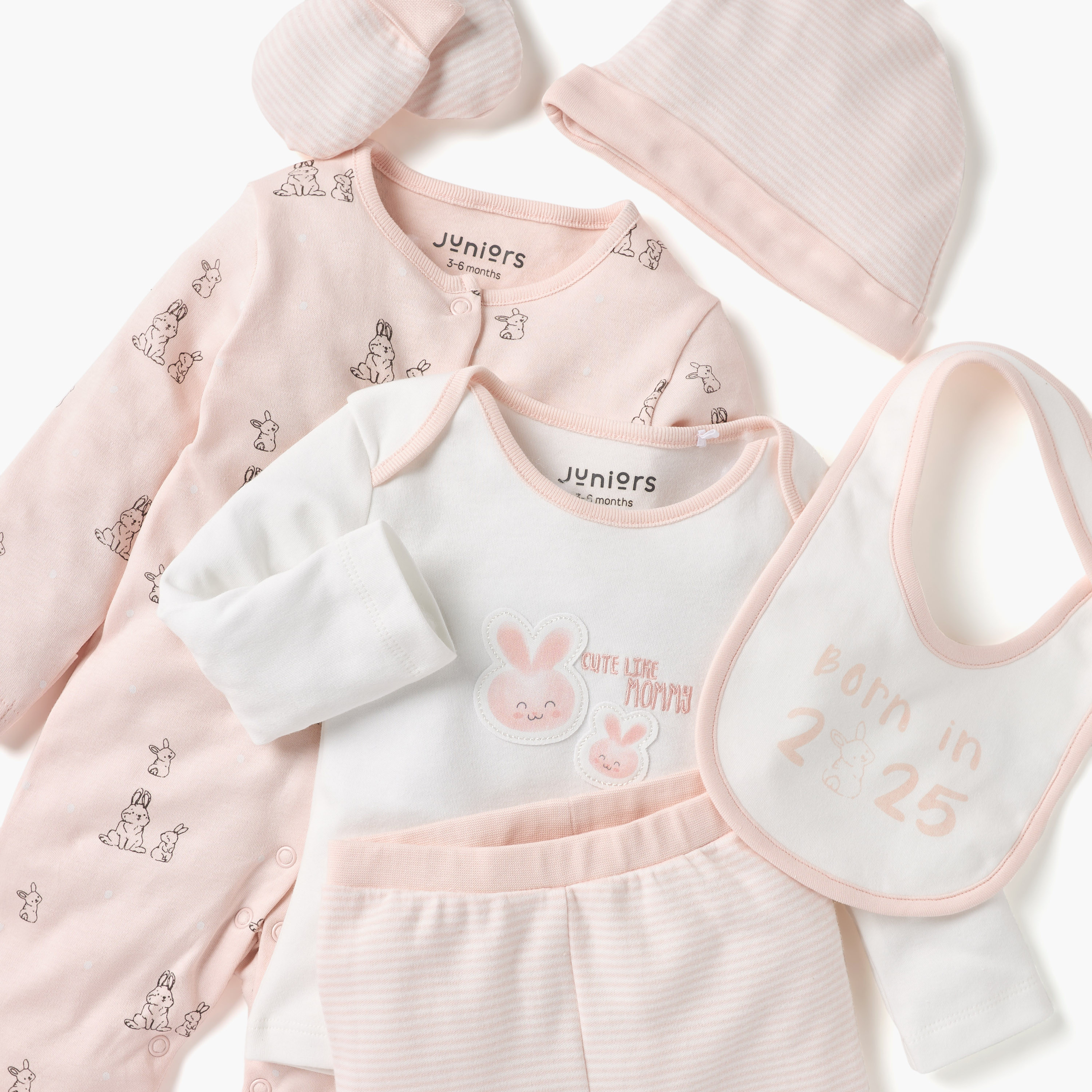طقم ملابس 8 قطع بطبعات أرنب من جونيورز-baby-girls-clothing-setsandcoords-image-4