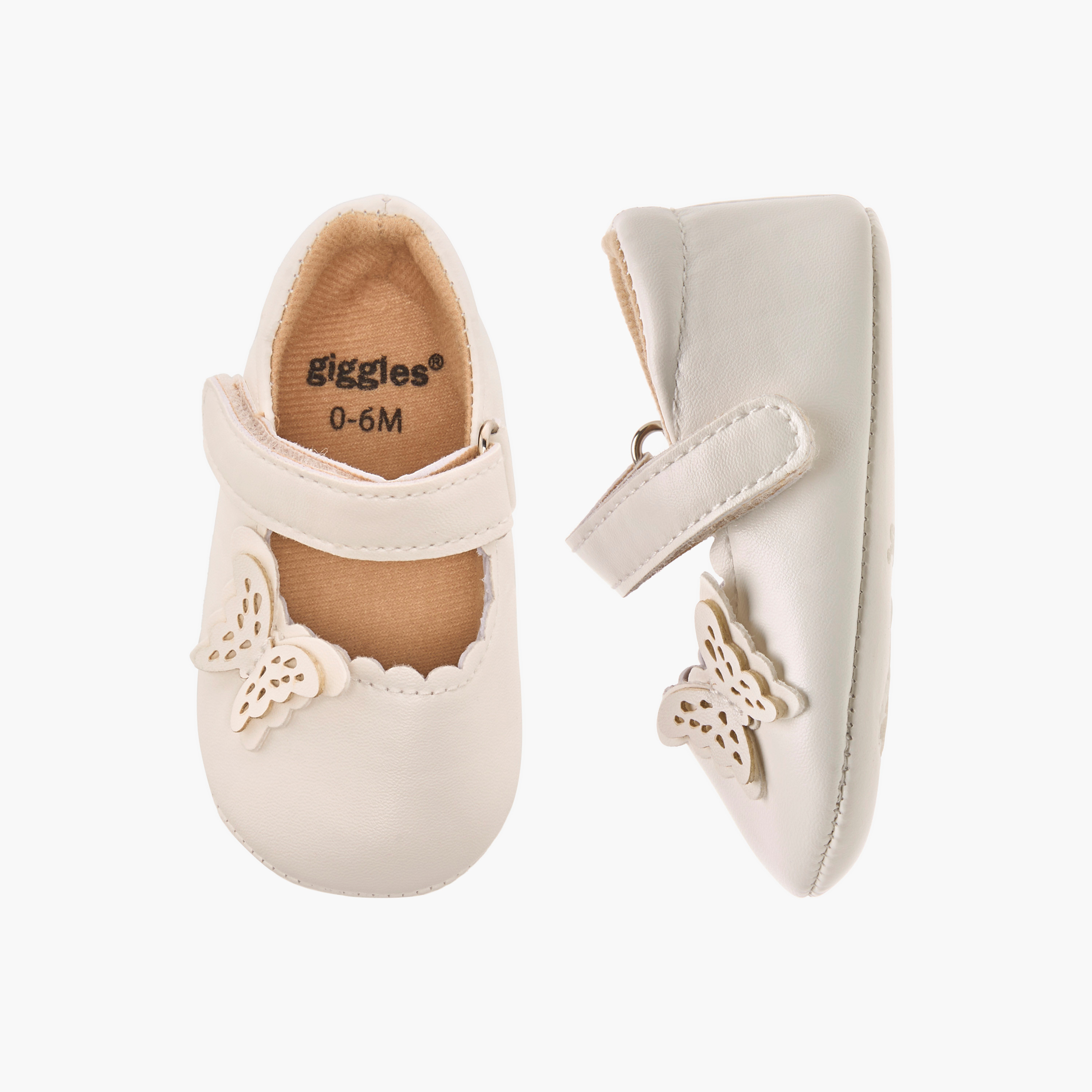 Giggles Butterfly Accent Booties with Hook and Loop Closure-baby-girls-shoes-closedshoes-image-1