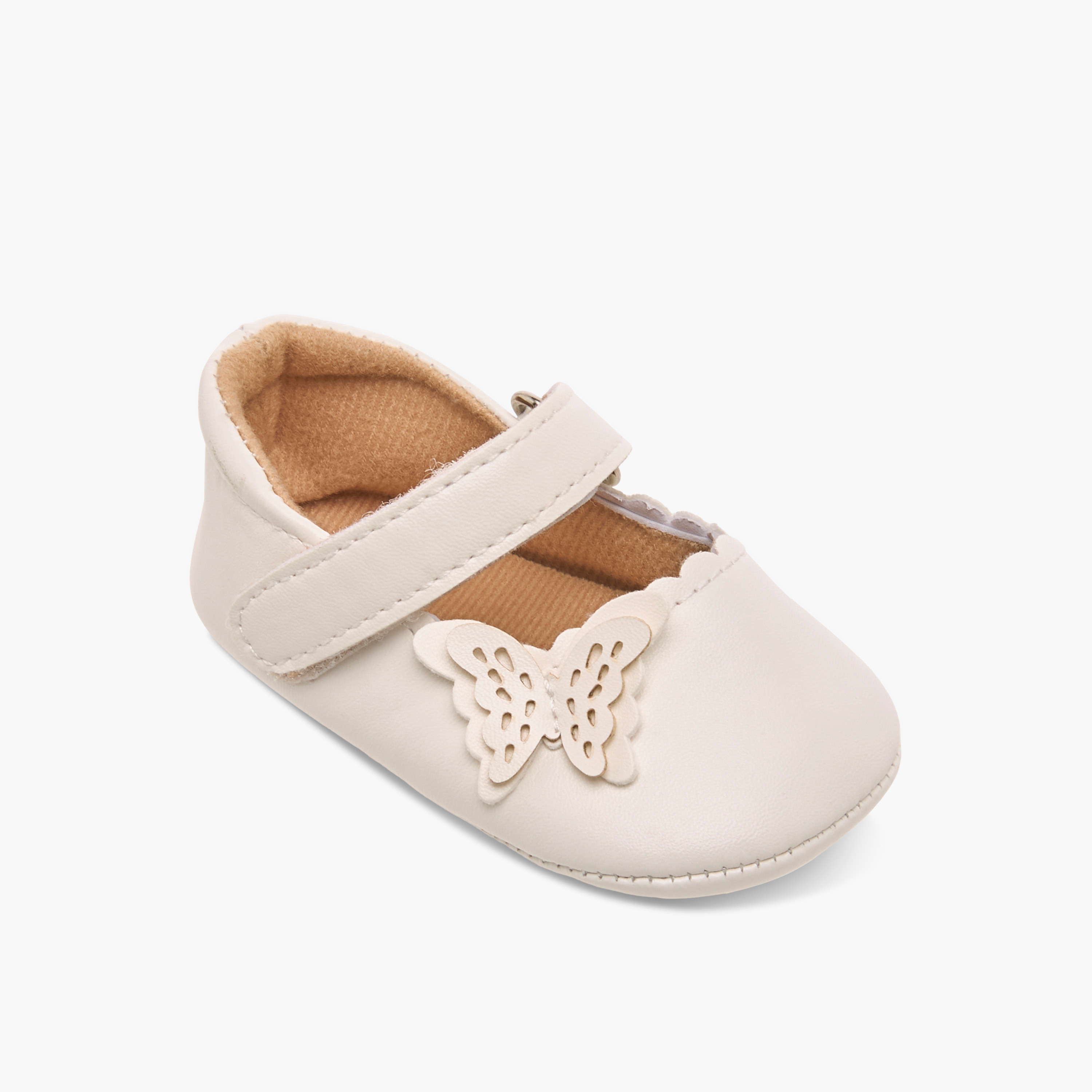 Giggles Butterfly Accent Booties with Hook and Loop Closure-baby-girls-shoes-closedshoes-image-2