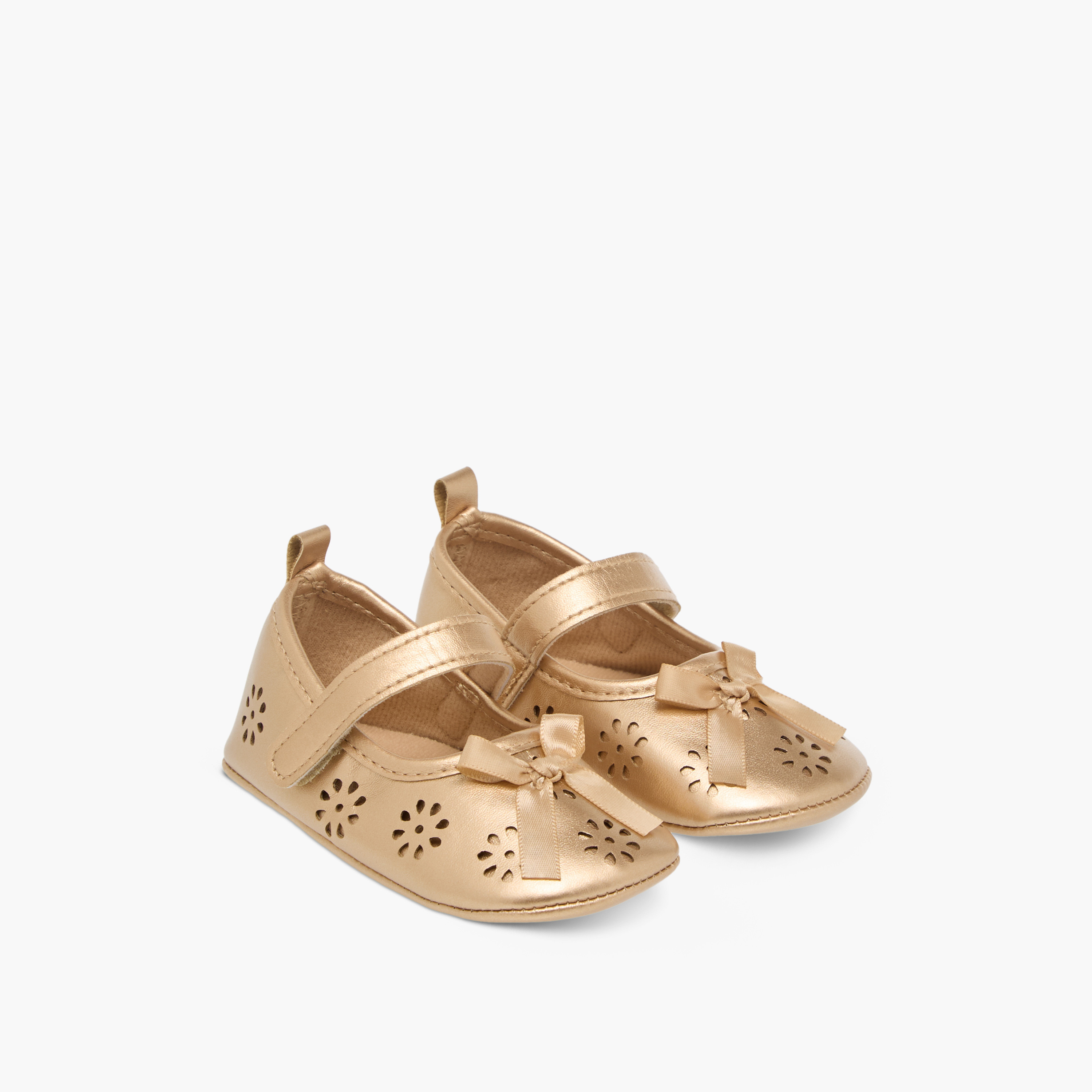 Giggles Cutout Detail Booties with Hook and Loop Closure-baby-girls-shoes-booties-image-1