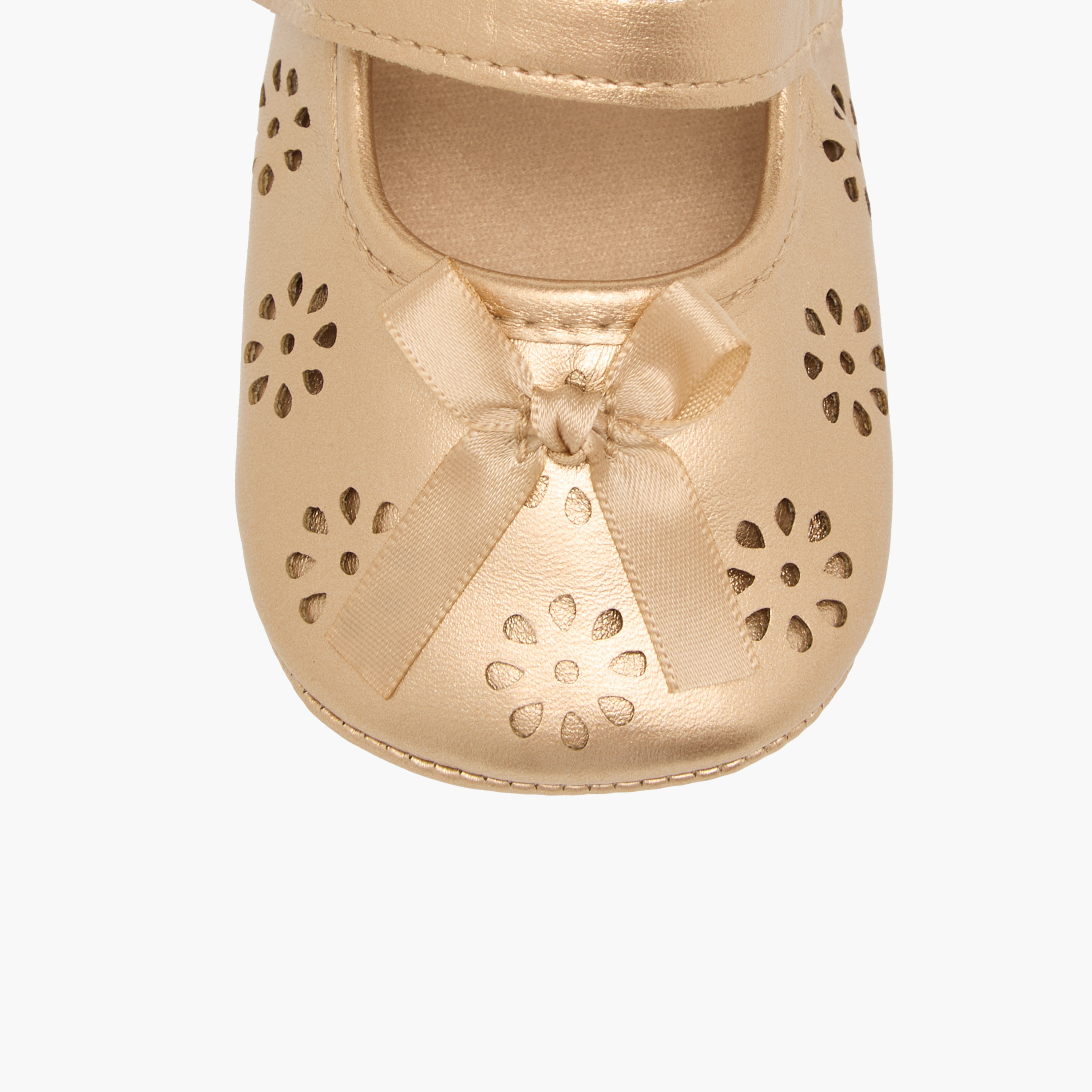Giggles Cutout Detail Booties with Hook and Loop Closure-baby-girls-shoes-booties-image-4